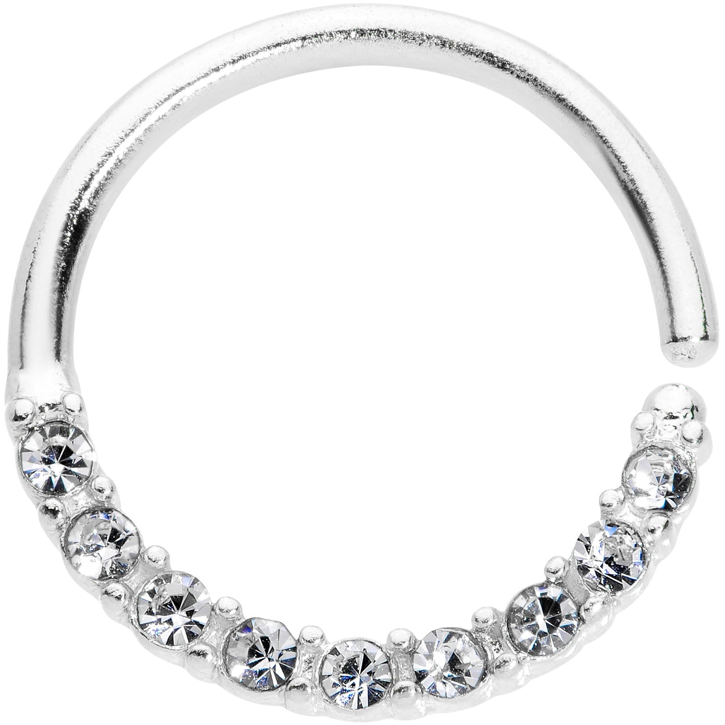 16G 3/8 Clear Gem Simple Elegance Seamless Circular Ring