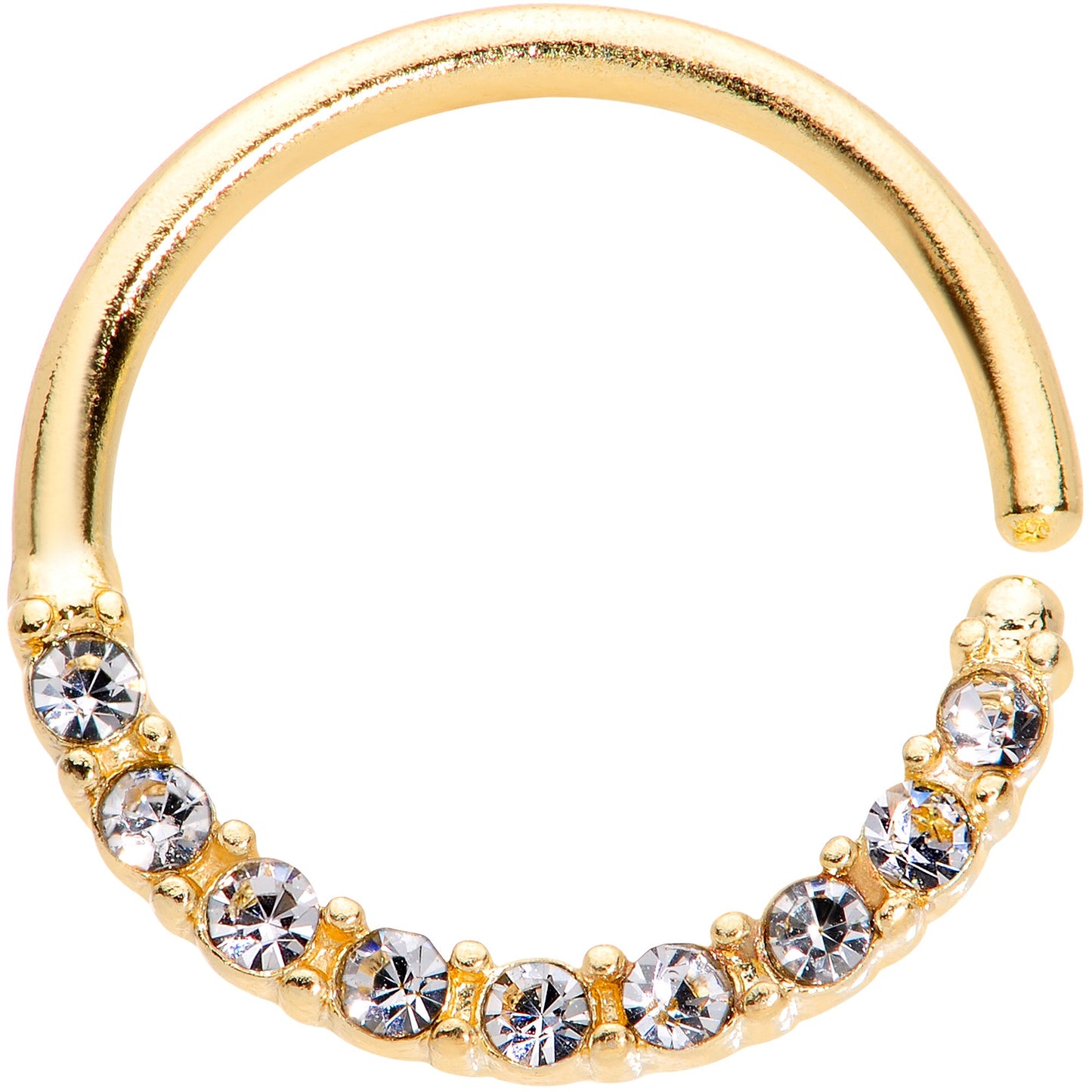 16G 3/8 Clear Gem Gold Tone Simple Elegance Seamless Circular Ring