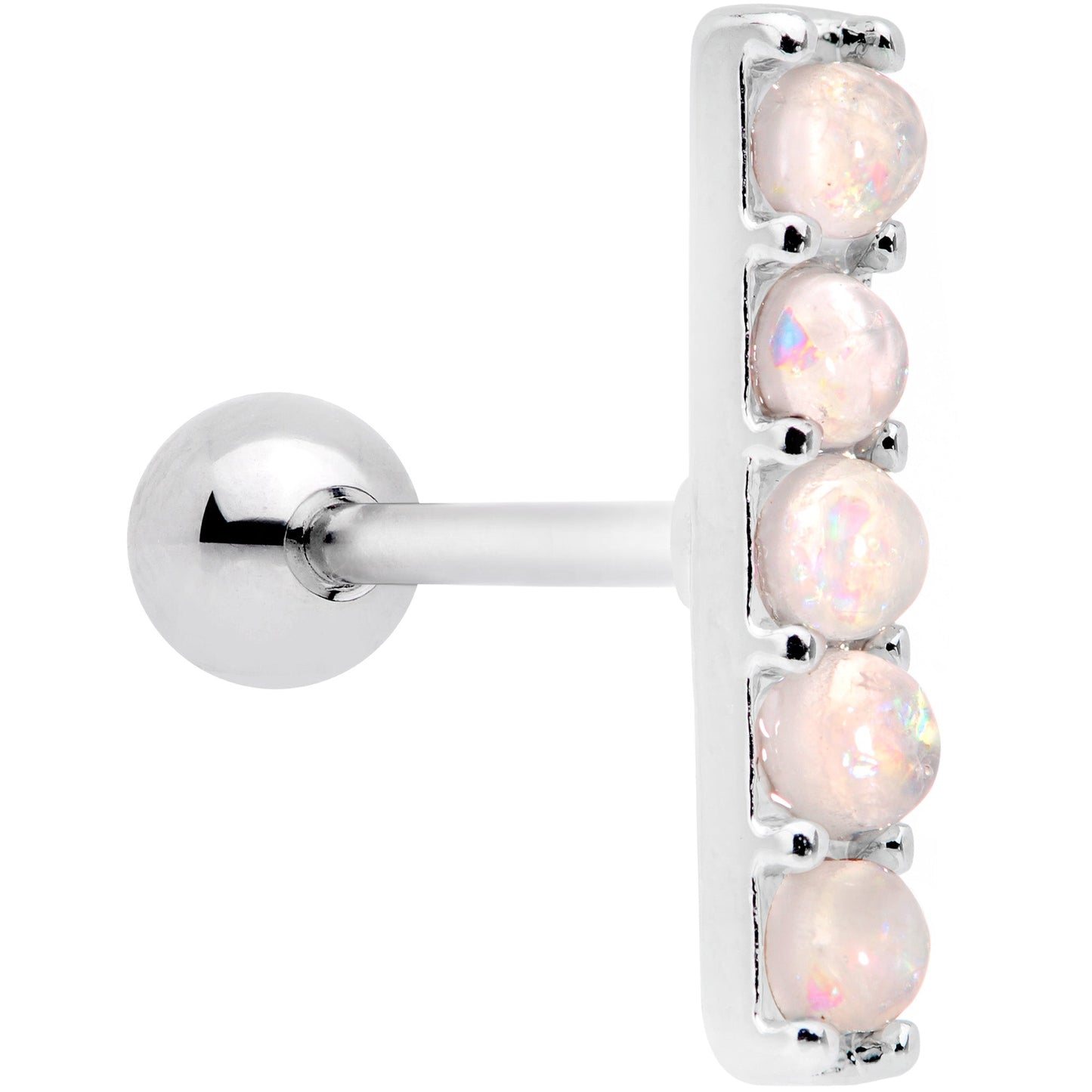 16G 1/4 White Faux Opal Quintuplet Cartilage Tragus Earring