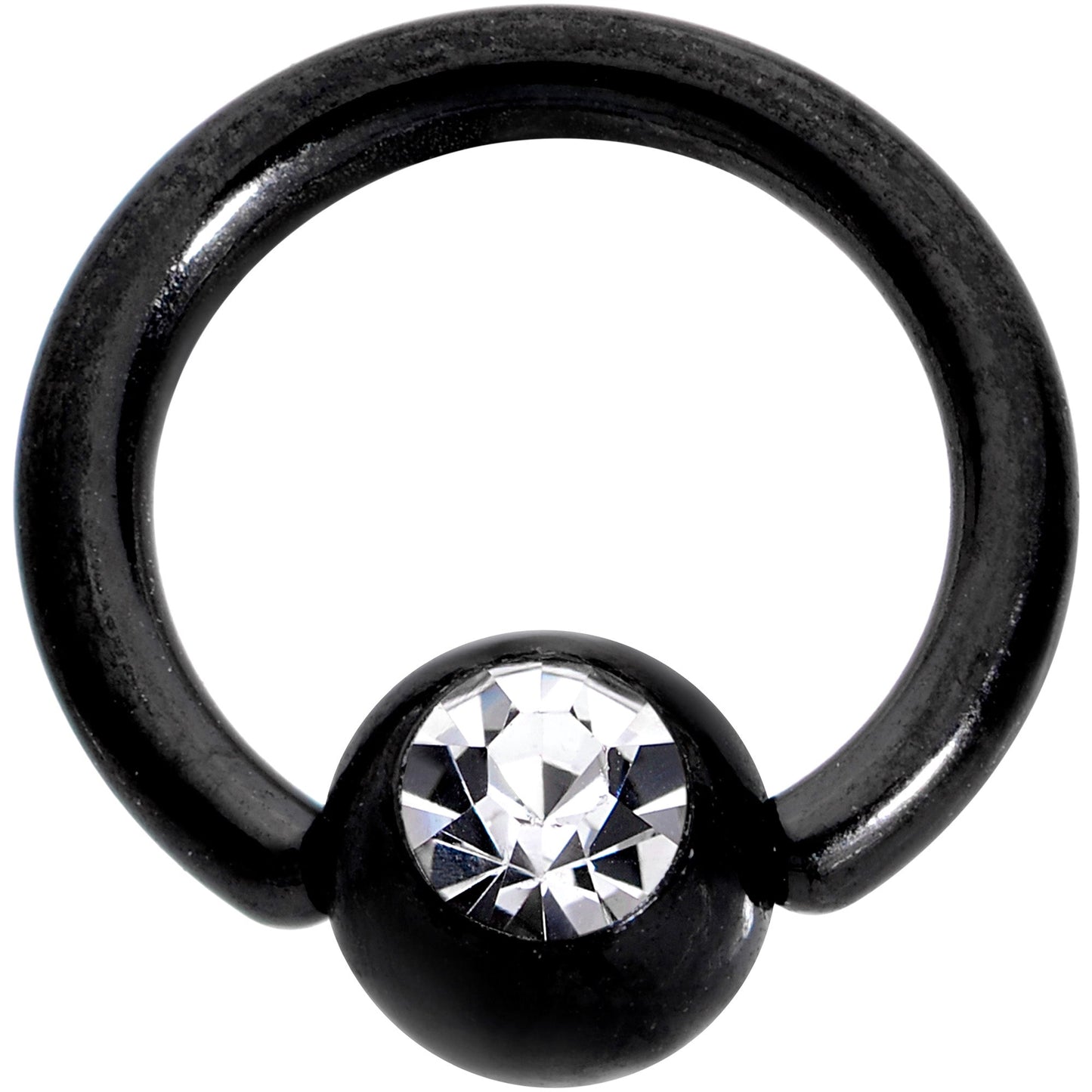 16G 1/4 Clear Gem Black BCR Captive Ring
