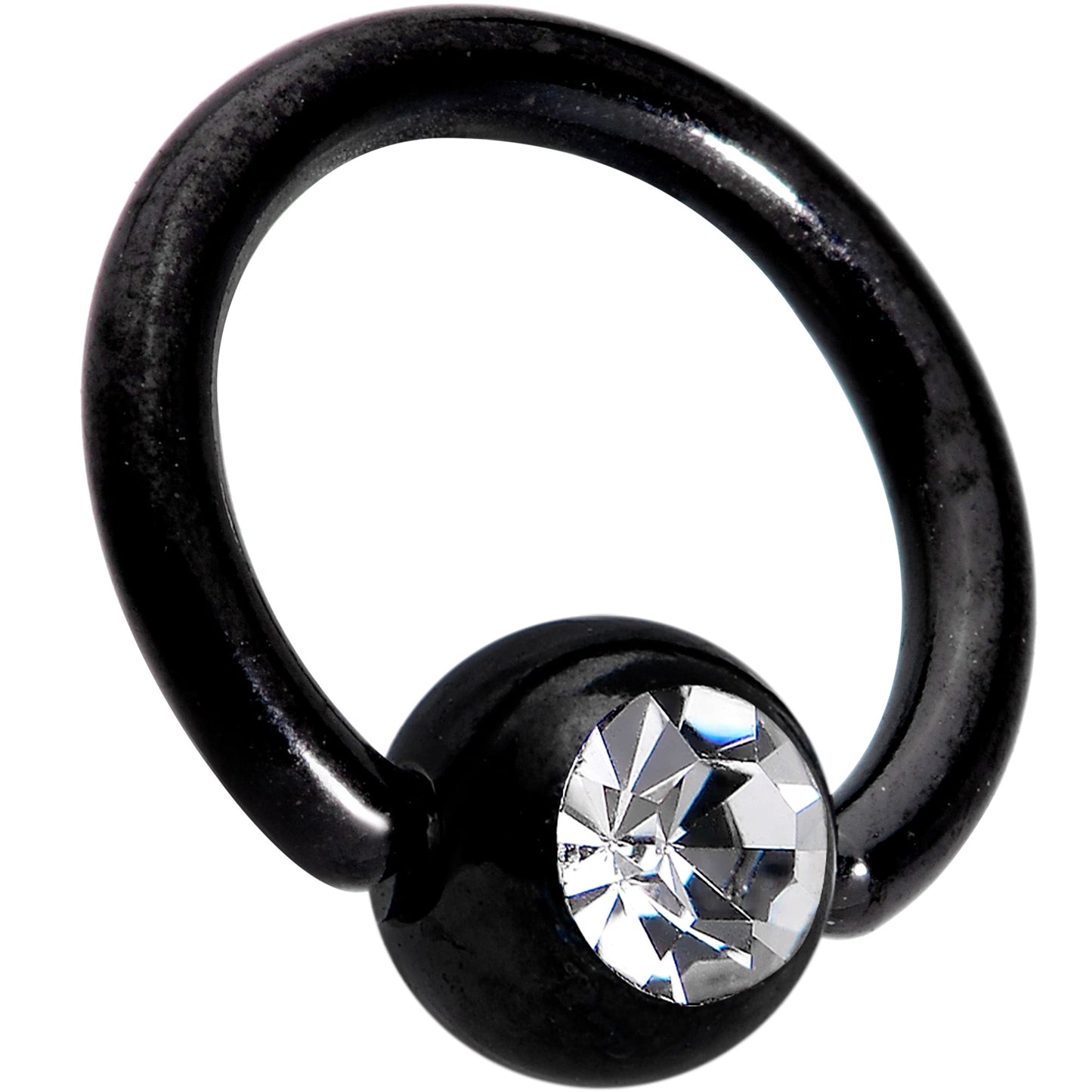 16G 1/4 Clear Gem Black BCR Captive Ring