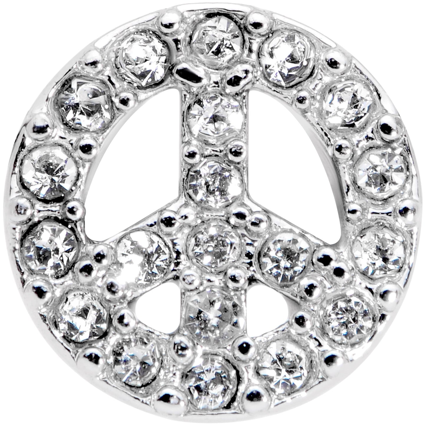 16G 3/8 Clear Gem Retro Peace Sign Labret Monroe Tragus