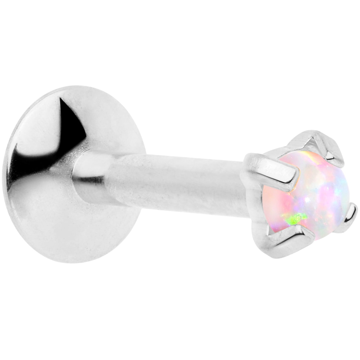 16G 1/4 2mm White Syn Opal G23 Titanium Internal Thread Labret