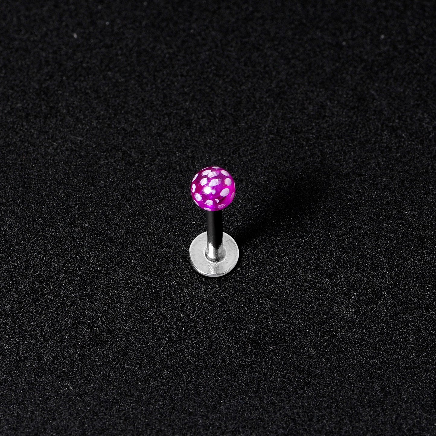 16G 1/4 Purple Polka Dot UV Reactive Acrylic Ball Labret Tragus