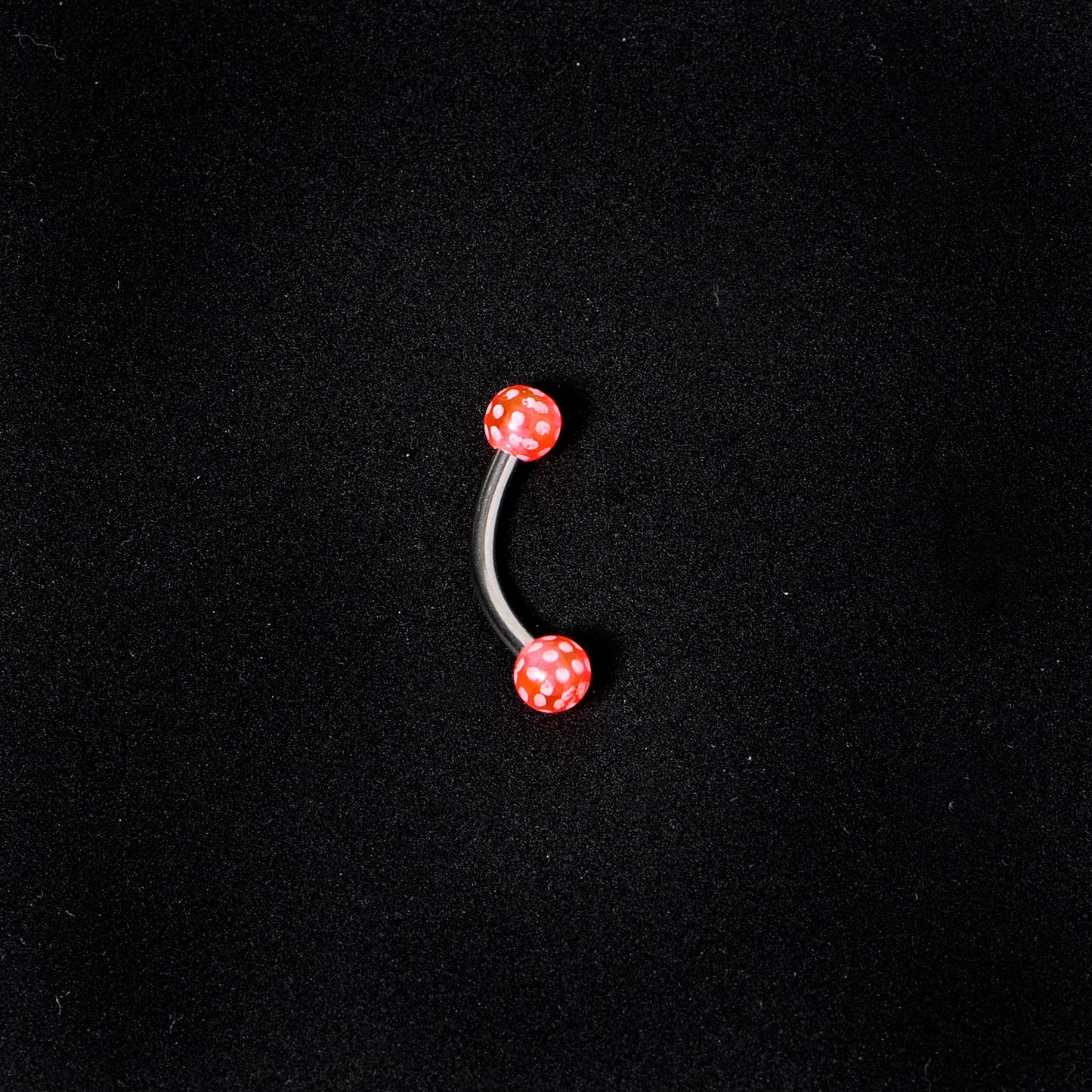 16G 5/16 Pink Polka Dot UV Reactive Acrylic Ball Curved Barbell