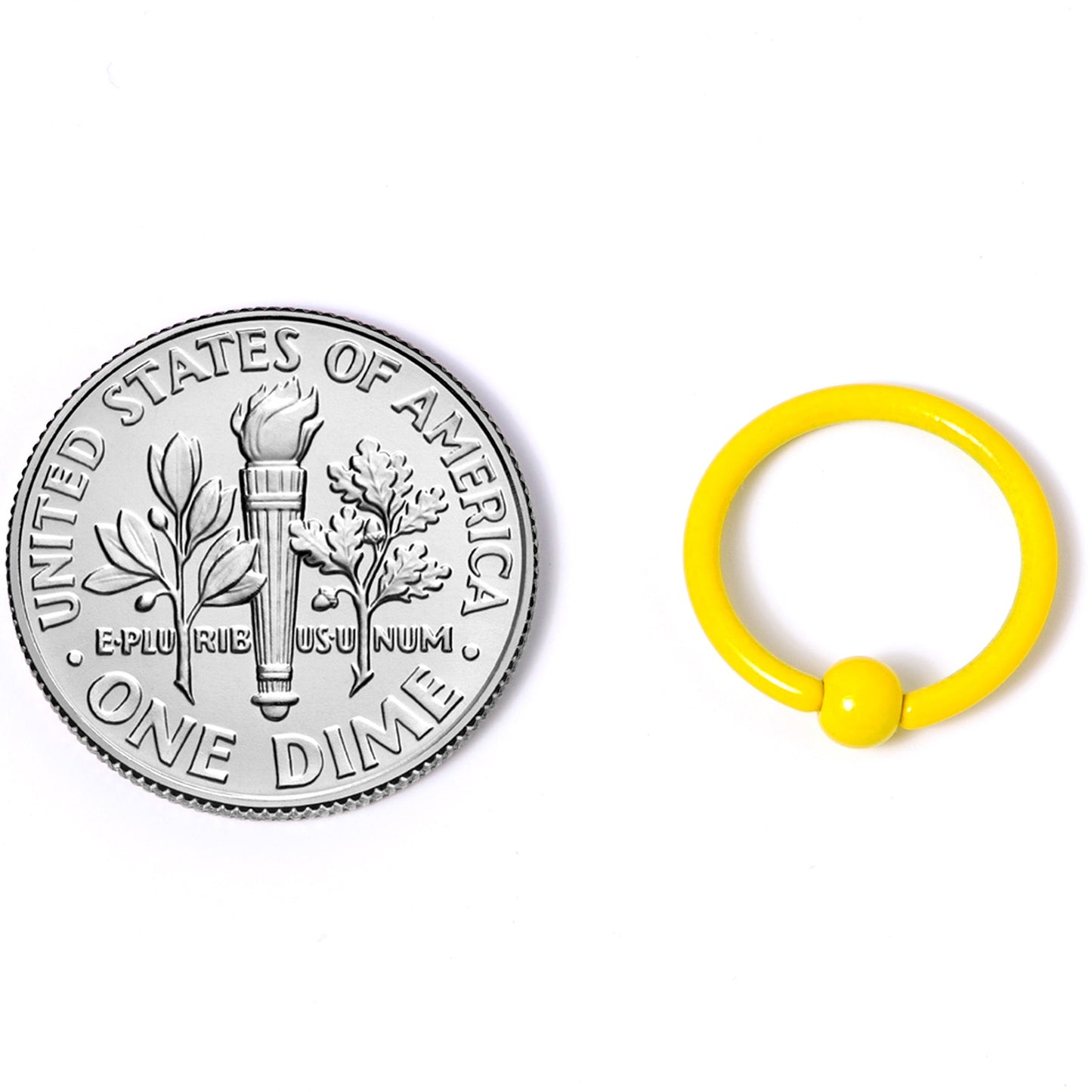 16G 3/8 Yellow Glow in the Dark BCR Captive Ring Set of 2