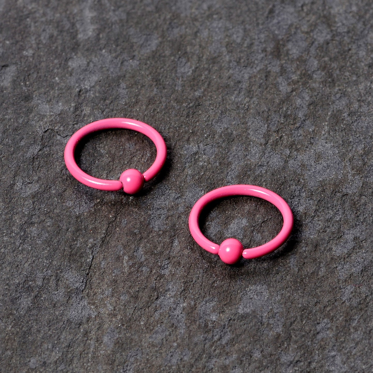 16G 3/8 Pink Glow in the Dark BCR Captive Ring Set of 2