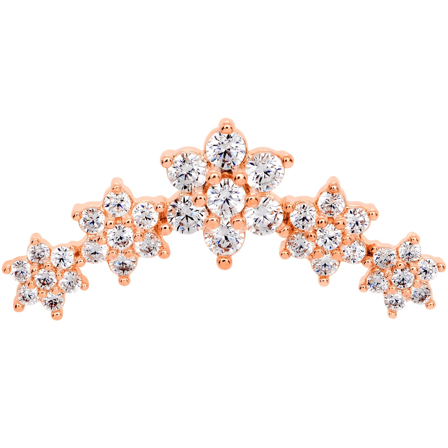 16G 5/16 Clear CZ Rose Gold Tone Floral Internal Thread Labret
