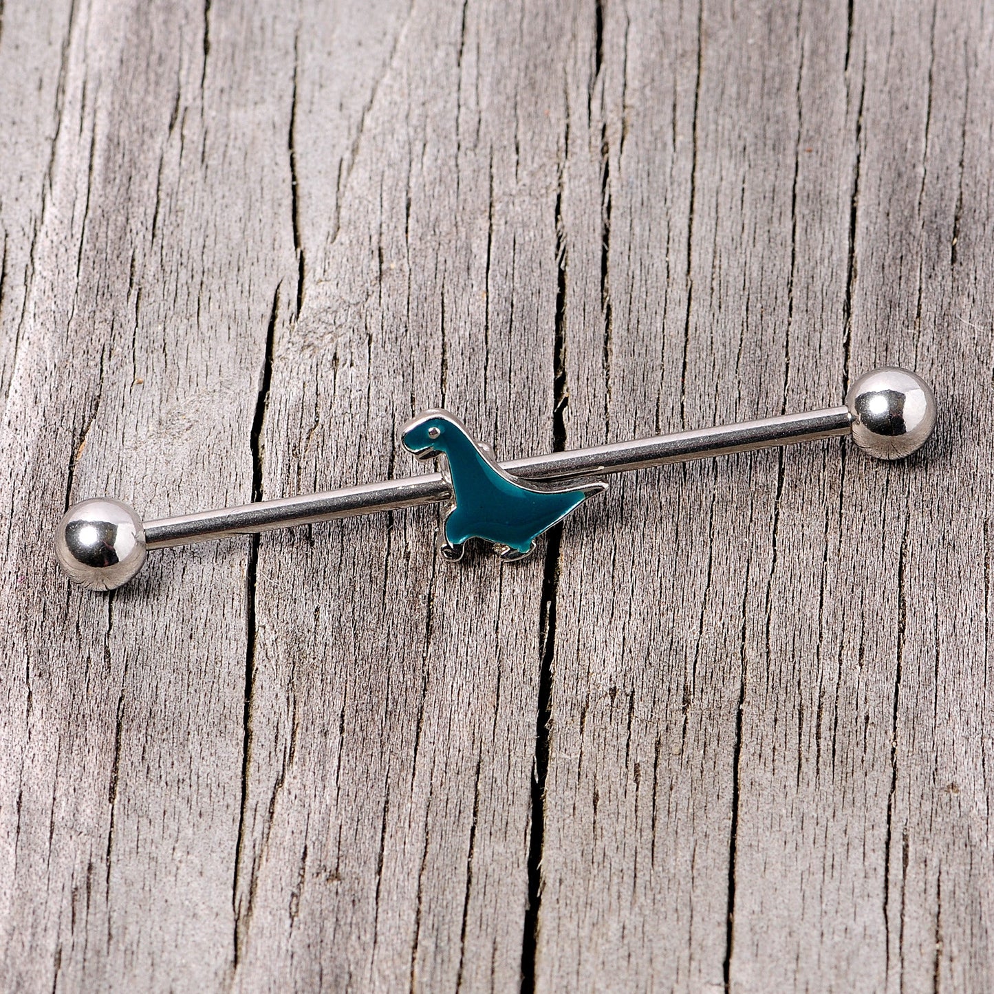 14G Darling Green Dinosaur Industrial Barbell 38mm