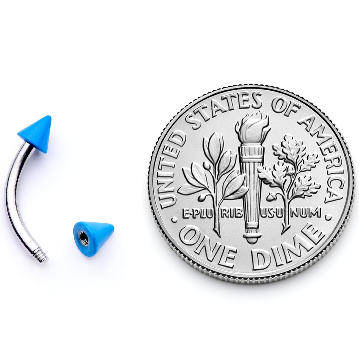 16G 5/16 Blue Cone End Curved Eyebrow Ring