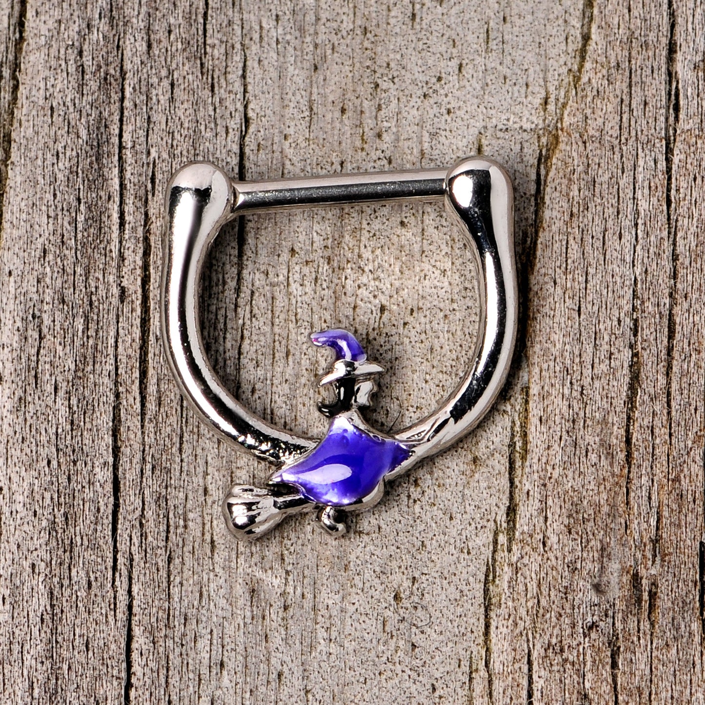 16G 5/16 Blue Spooky Witch Halloween Septum Clicker