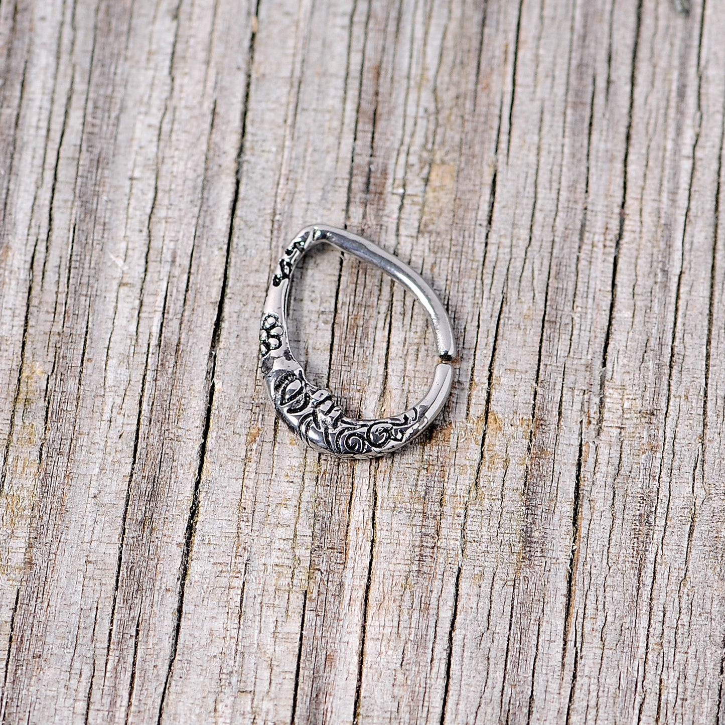 16G 3/8 Man in the Crescent Moon Teardrop Right Ear Closure Ring