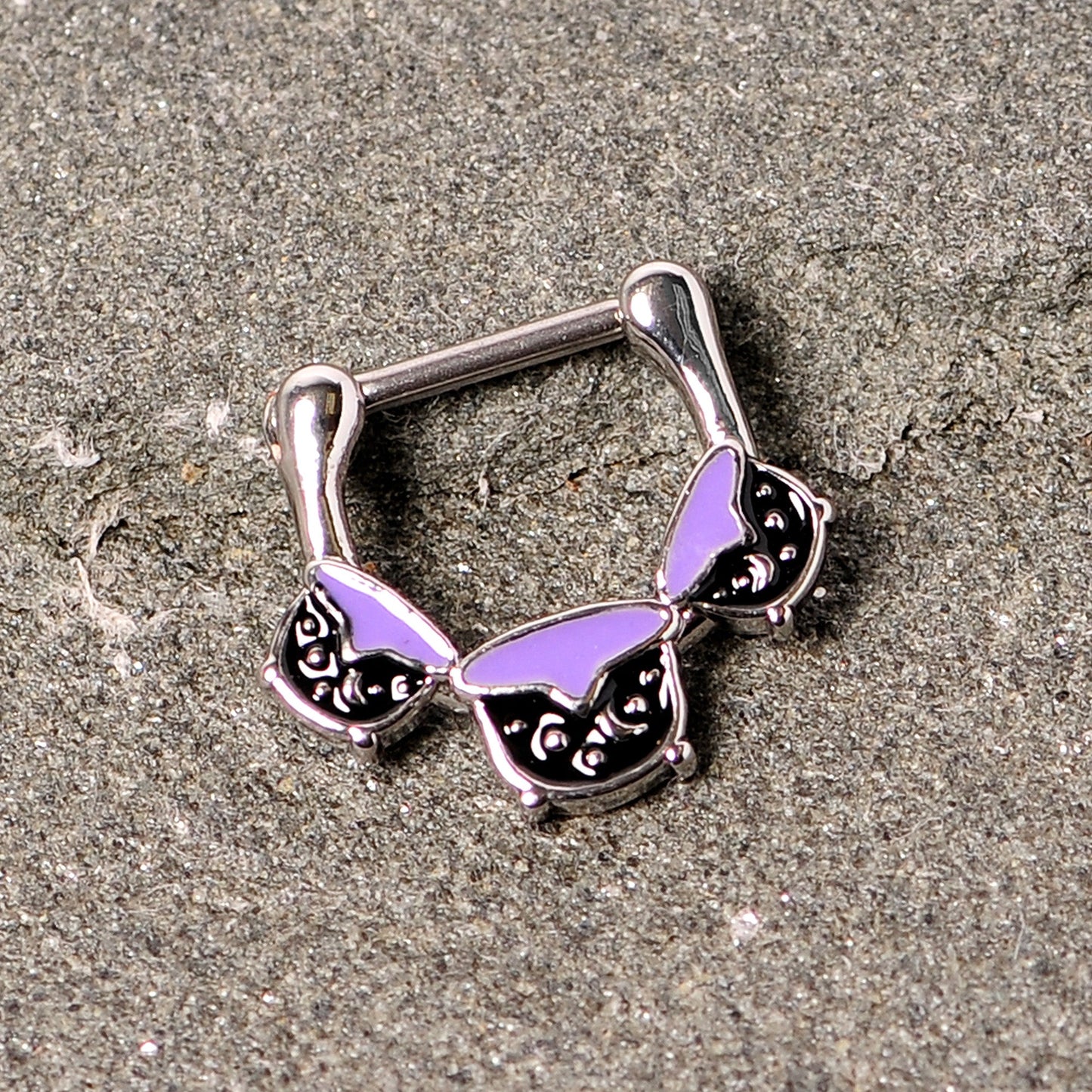 16G 3/8 Black Purple Cauldron Halloween Cartilage Clicker