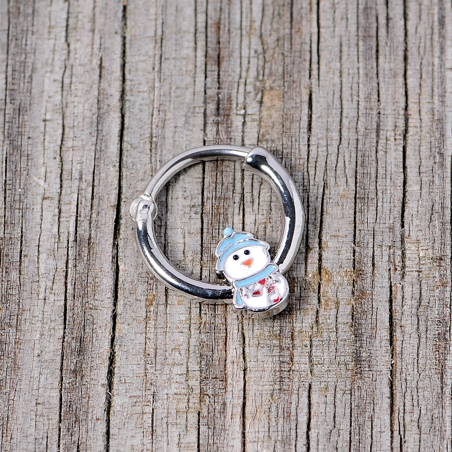 16G 3/8 Snowman Winter Holiday Christmas Septum Clicker