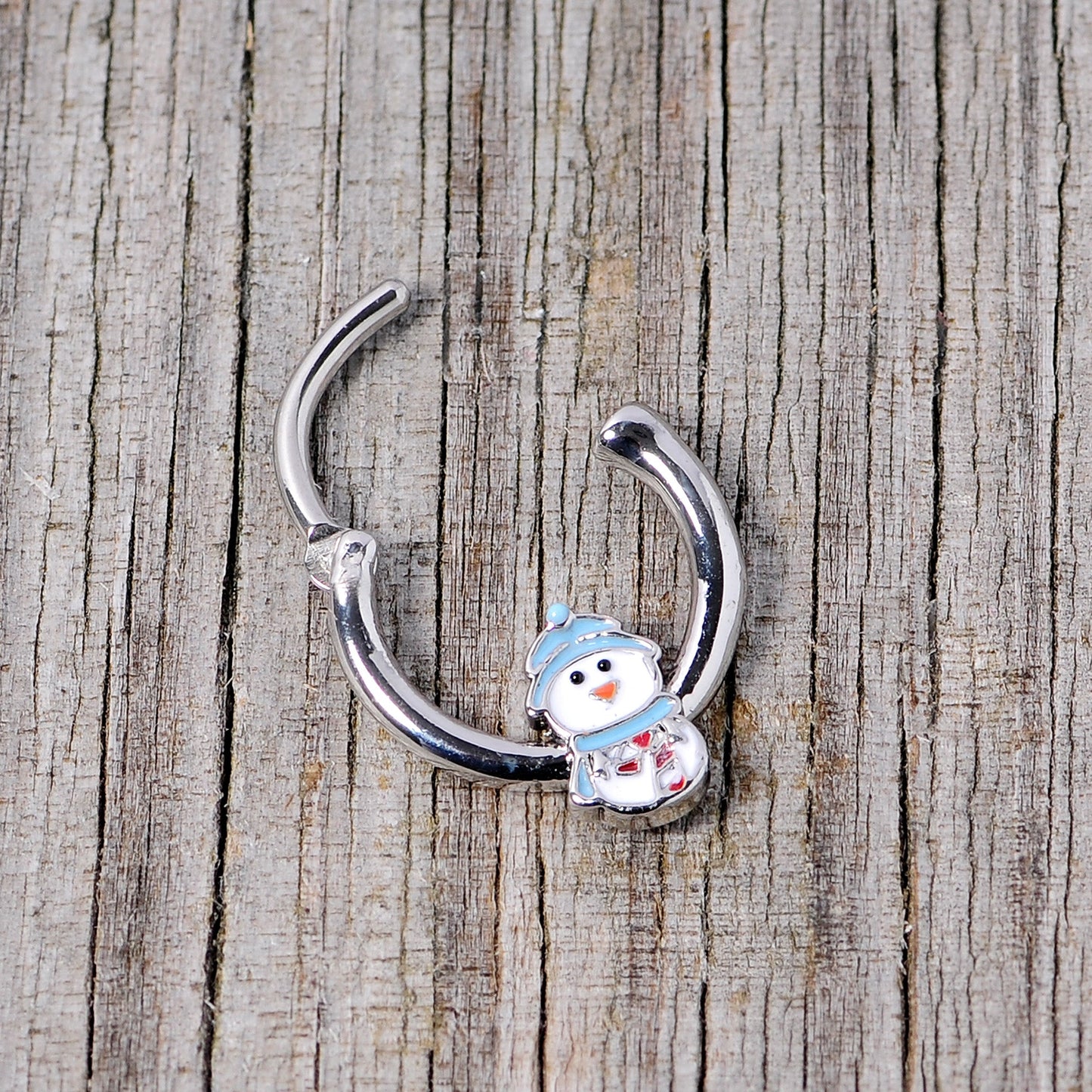 16G 3/8 Snowman Winter Holiday Christmas Septum Clicker