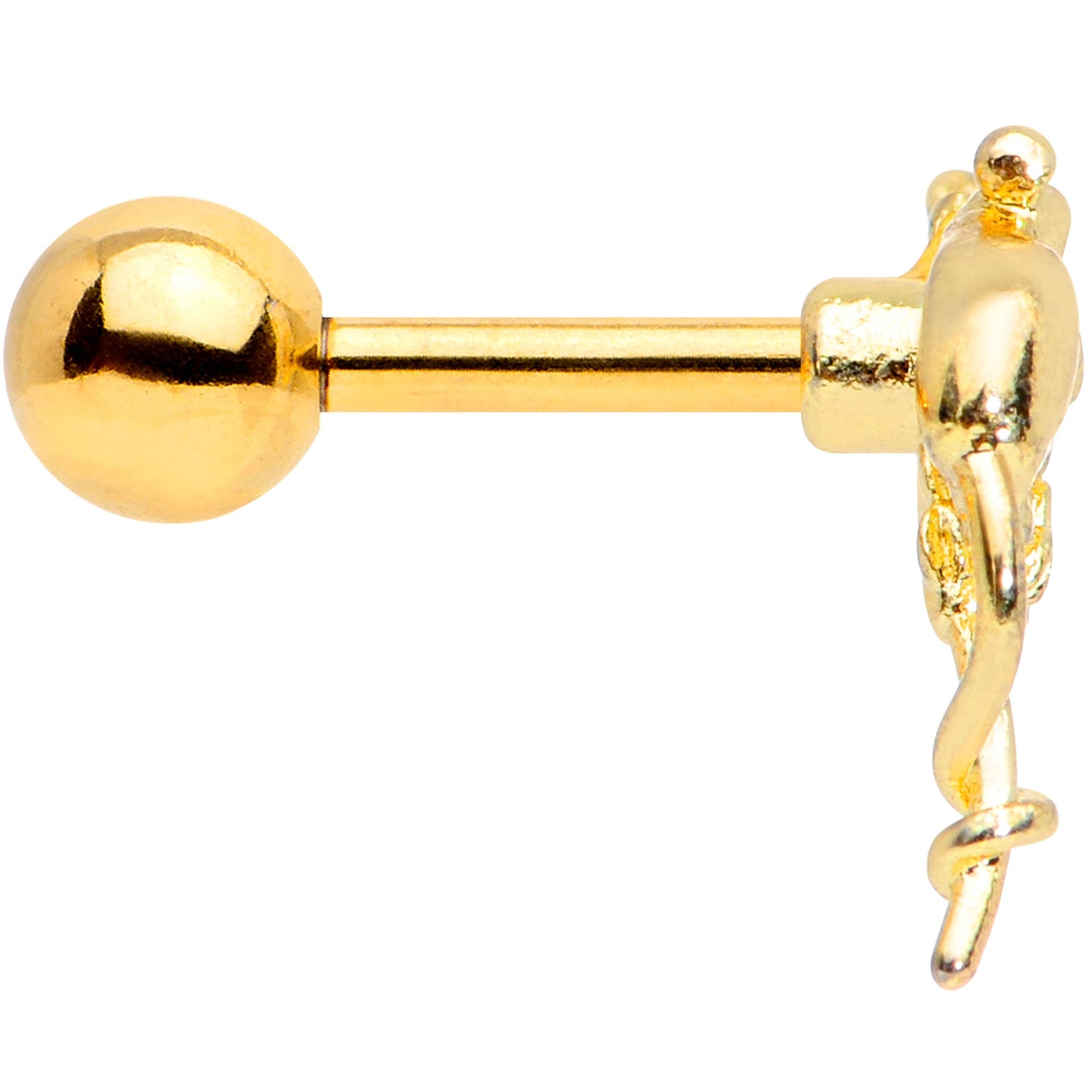 16G 1/4 Gold Tone Wheat Mouse Cartilage Tragus Earring