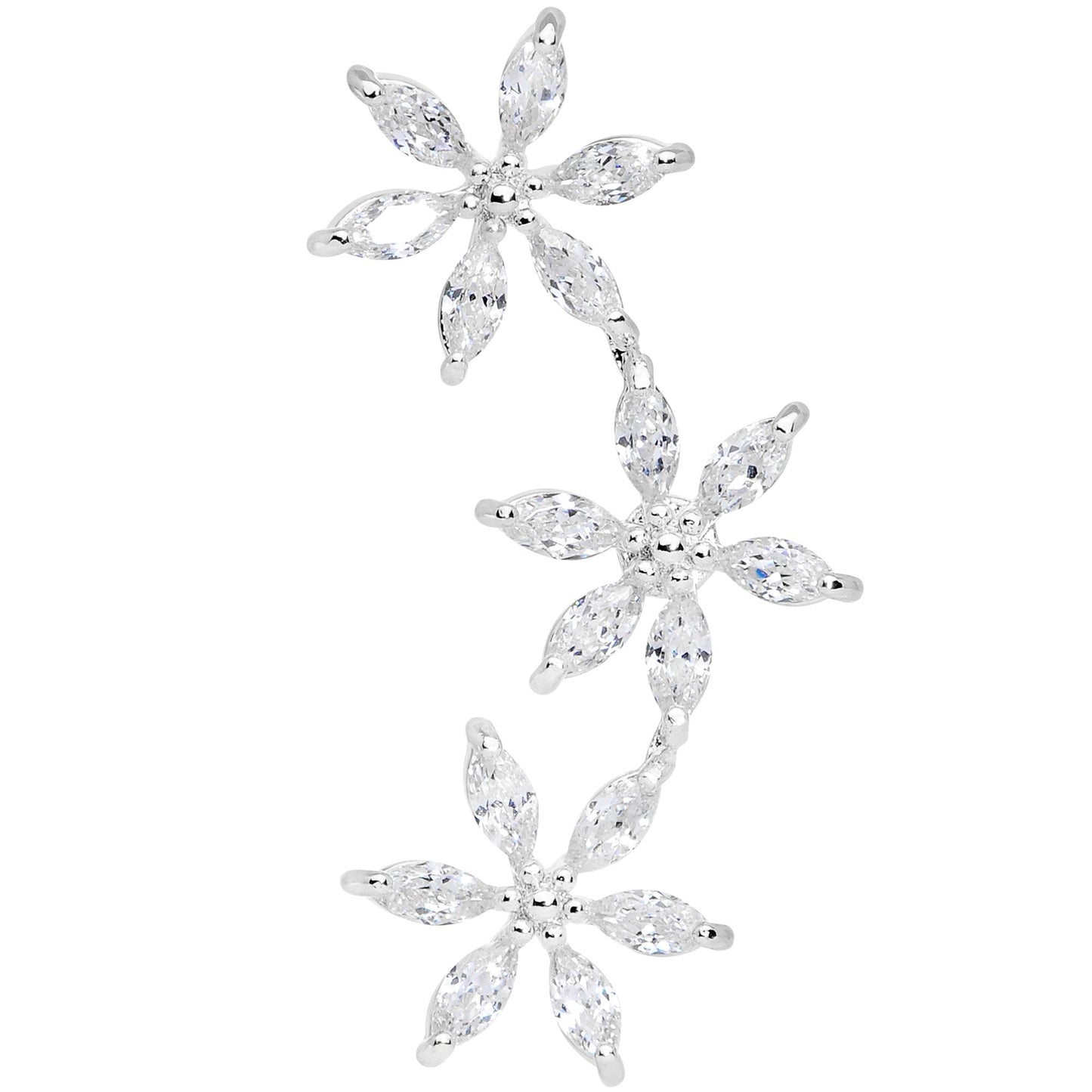 16G 1/4 Clear CZ Gem Tri Flower Cartilage