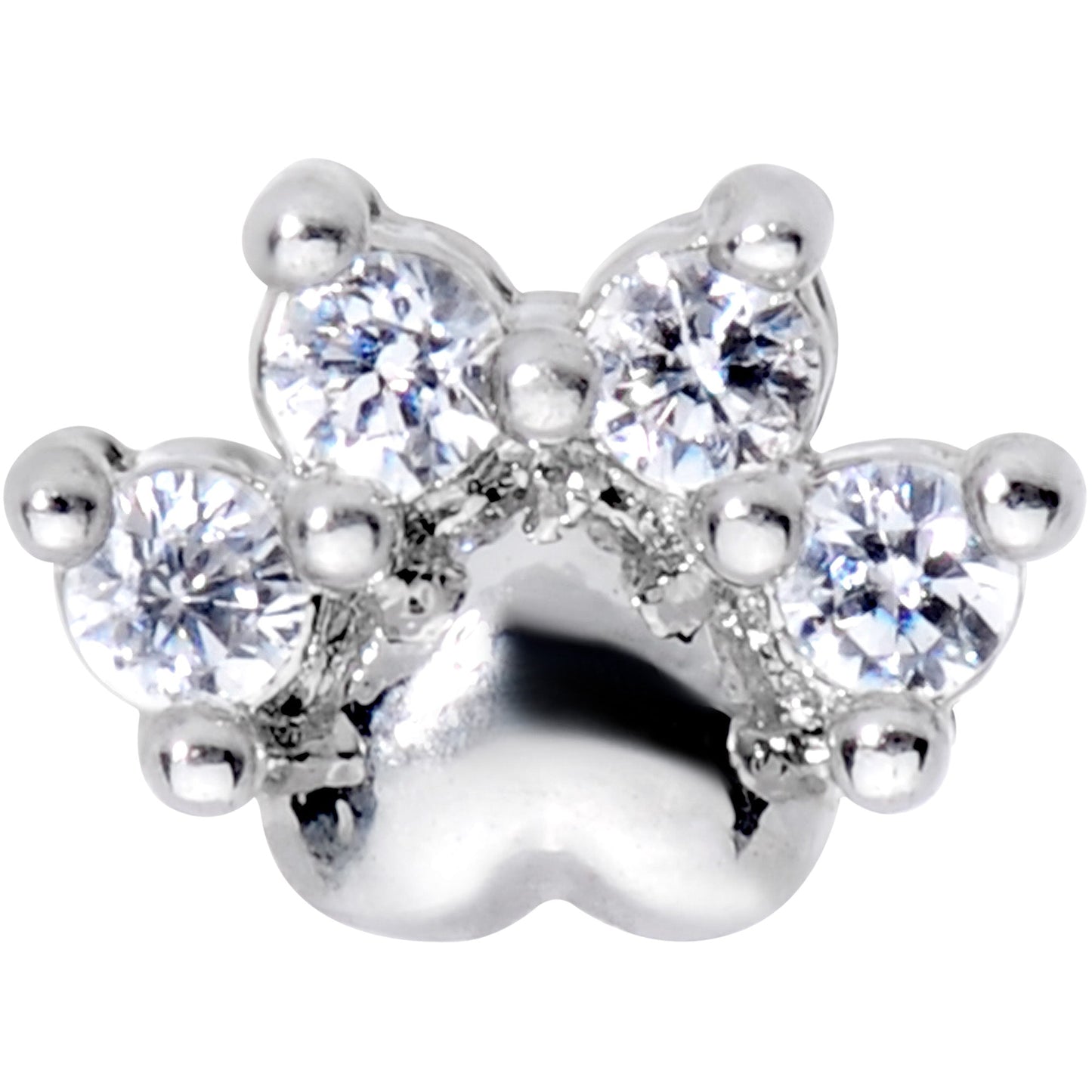 16G 5/16 Clear CZ Gem Paw Print Cat Labret Monroe Tragus