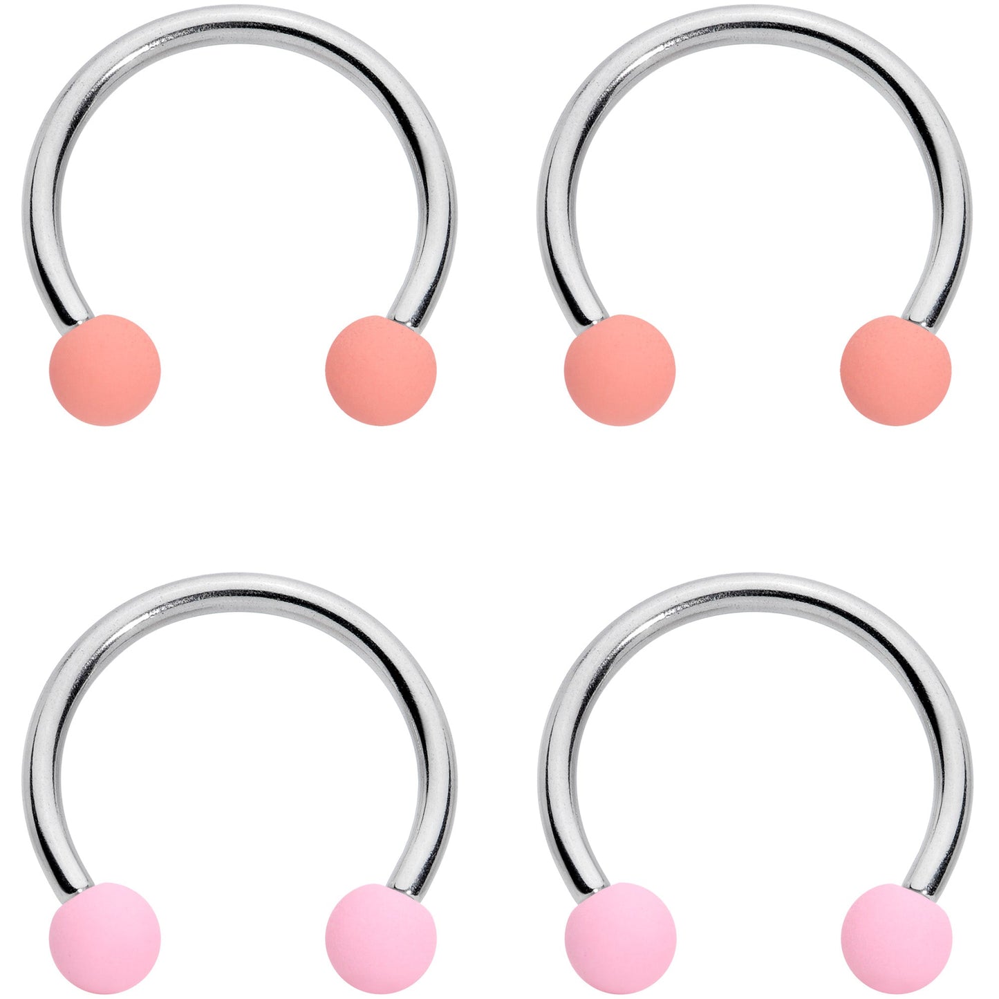16G 3/8 Pink Peach Matte Horseshoe Circular Barbell Set of 4