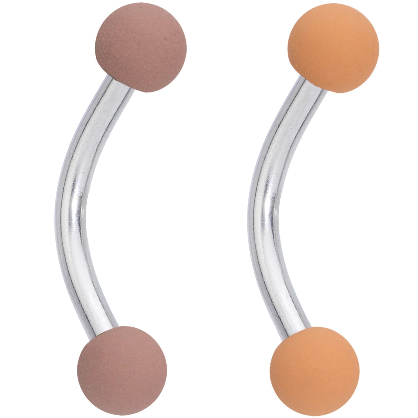 16G 5/16 Peach Tan White Brown Matte Curved Eyebrow Ring Set of 4