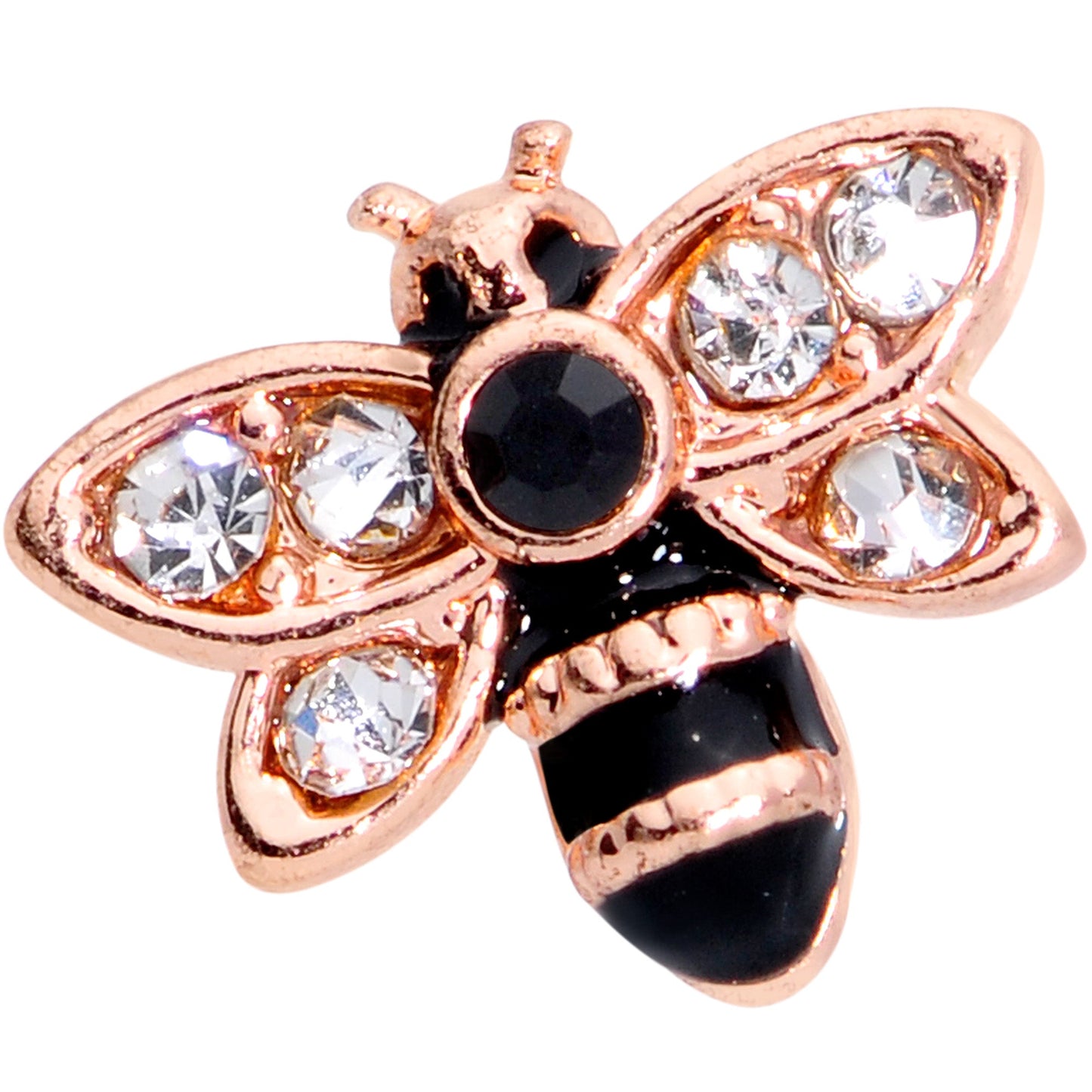 16G 5/16 Clear Black Gem Rose Gold Tone Bee Labret Monroe Tragus