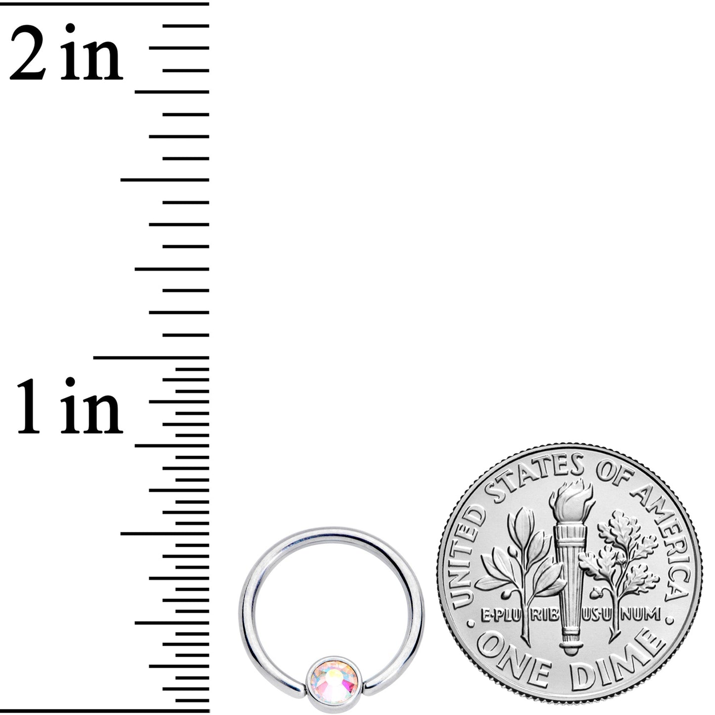 16G 3/8 Aurora Gem 4mm Disc BCR Ball Closure Ring