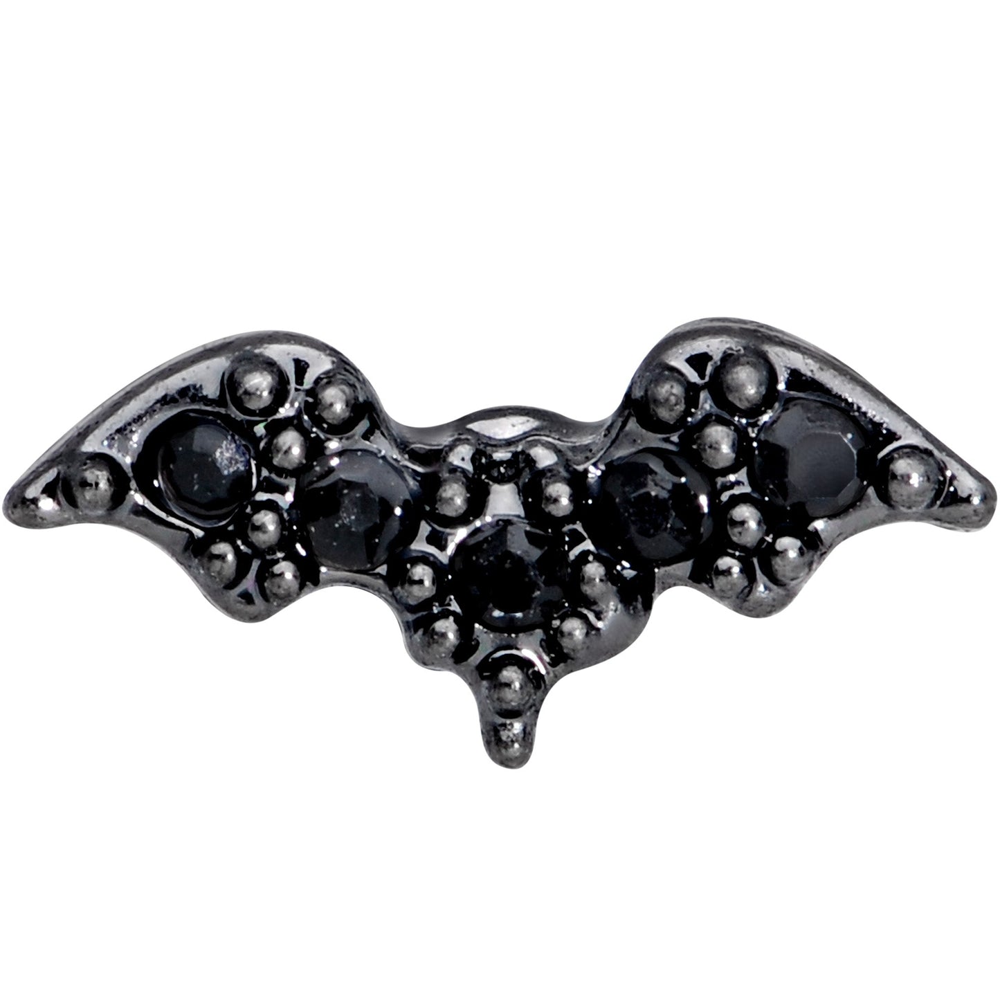 16G 1/4 Black Gem Black Bat Halloween Cartilage Tragus Earring