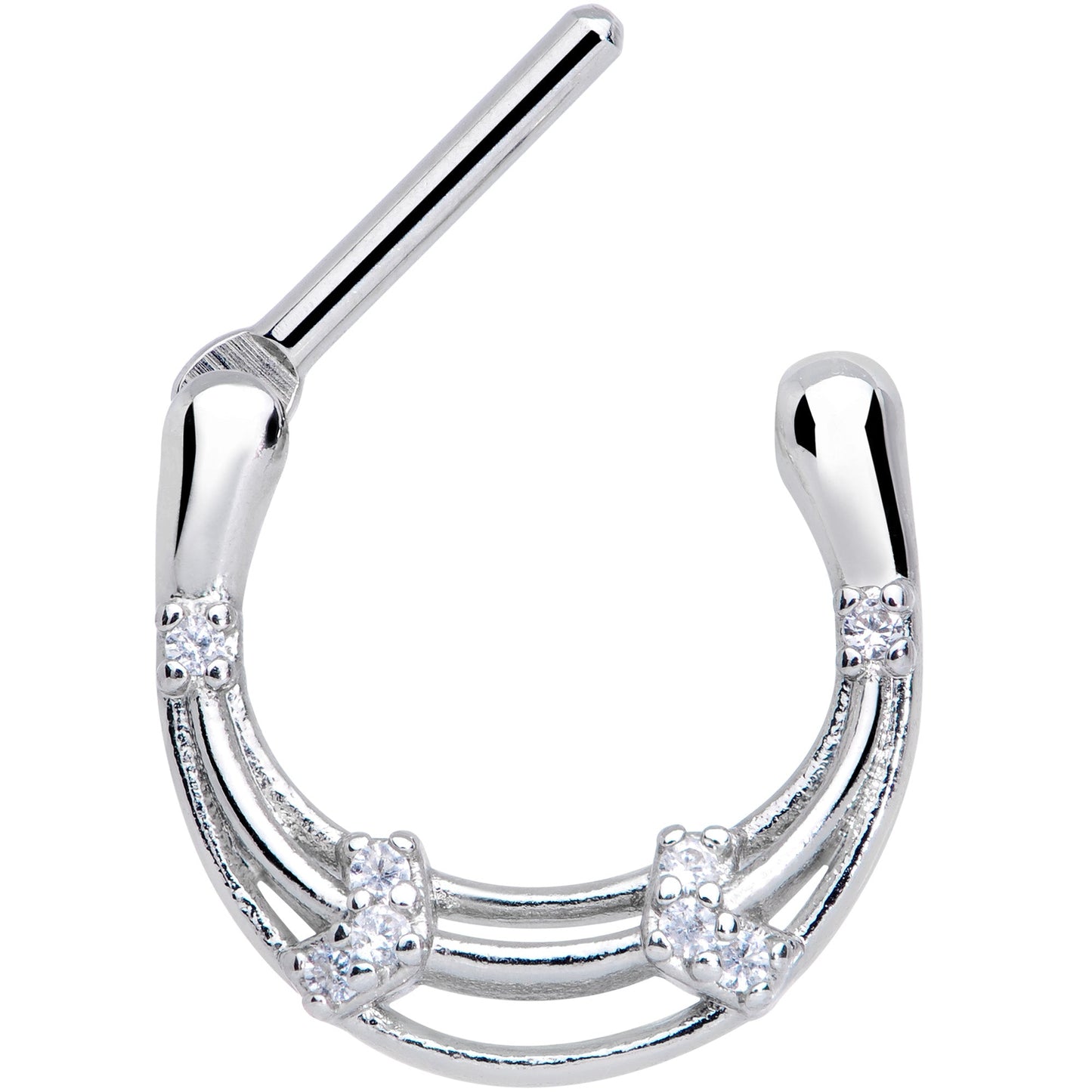 16G 3/8 Clear Gem Bands Open Loops Septum Clicker