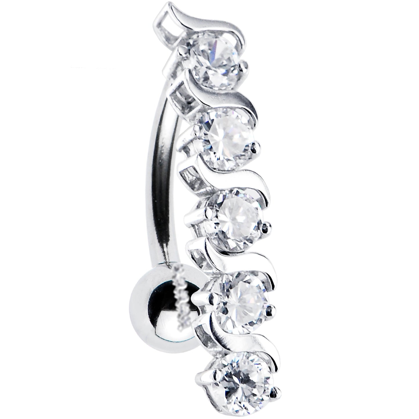 16G Solid 14K White Gold TOP DROP Cubic Zirconia DELIGHT Belly Ring