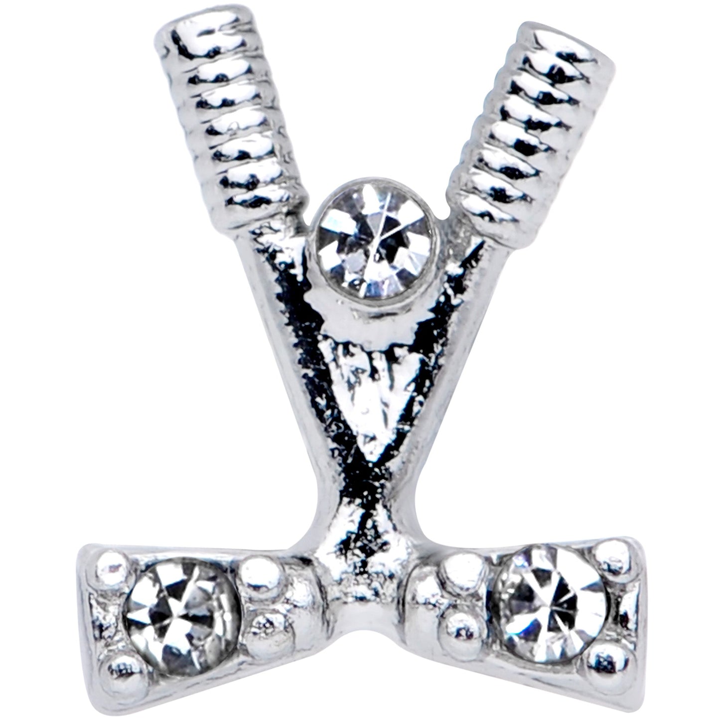 16G 1/4 Clear CZ Gem Crossed Golf Clubs Cartilage Tragus Earring