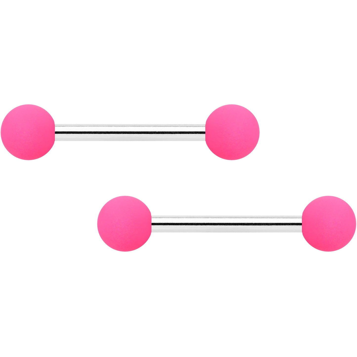 14G 9/16 Hot Pink White Matte Barbell Nipple Ring Set of 4