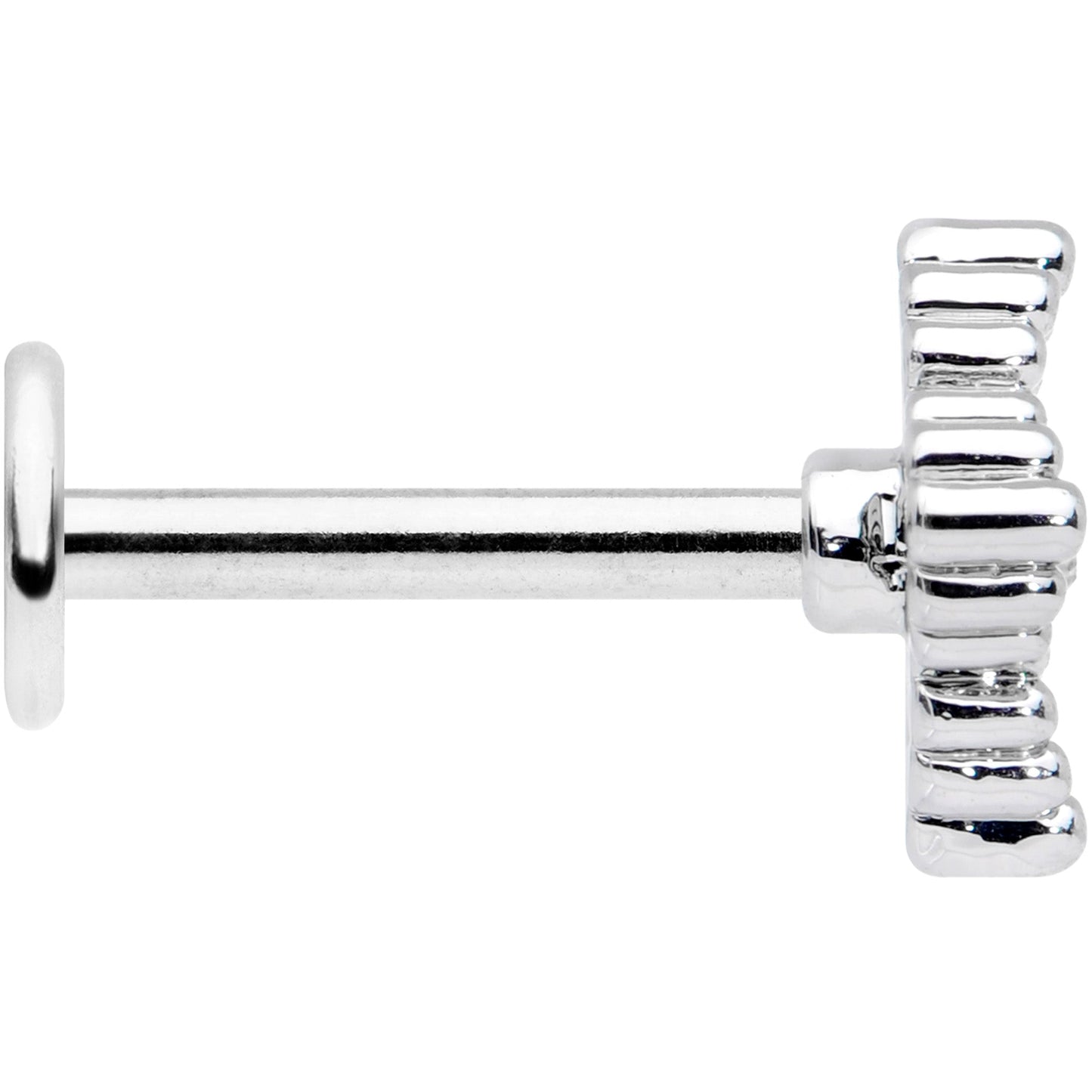 16G 5/16 Clear Gem Textured Cross Labret Monroe Tragus