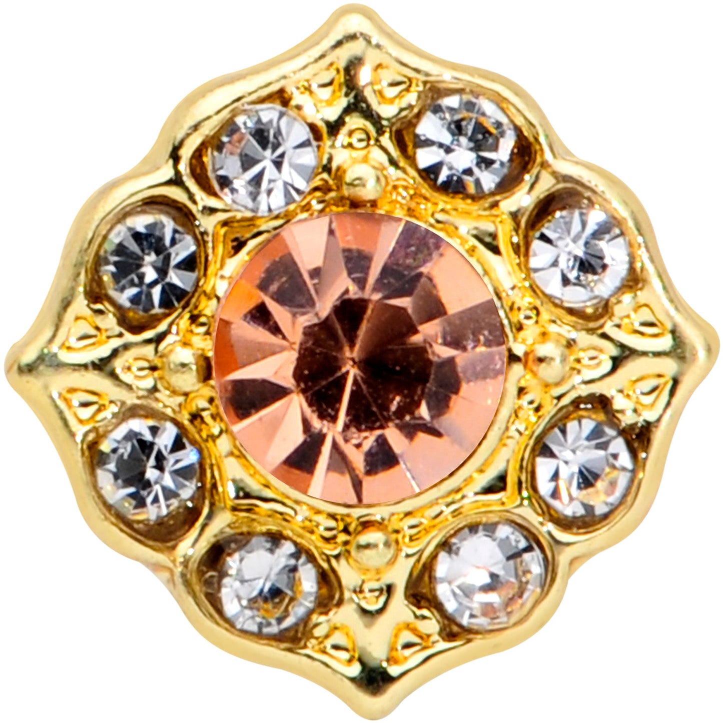 16G 1/4 Pink Clear Gem Gold Tone Elegant Cartilage Tragus Earring