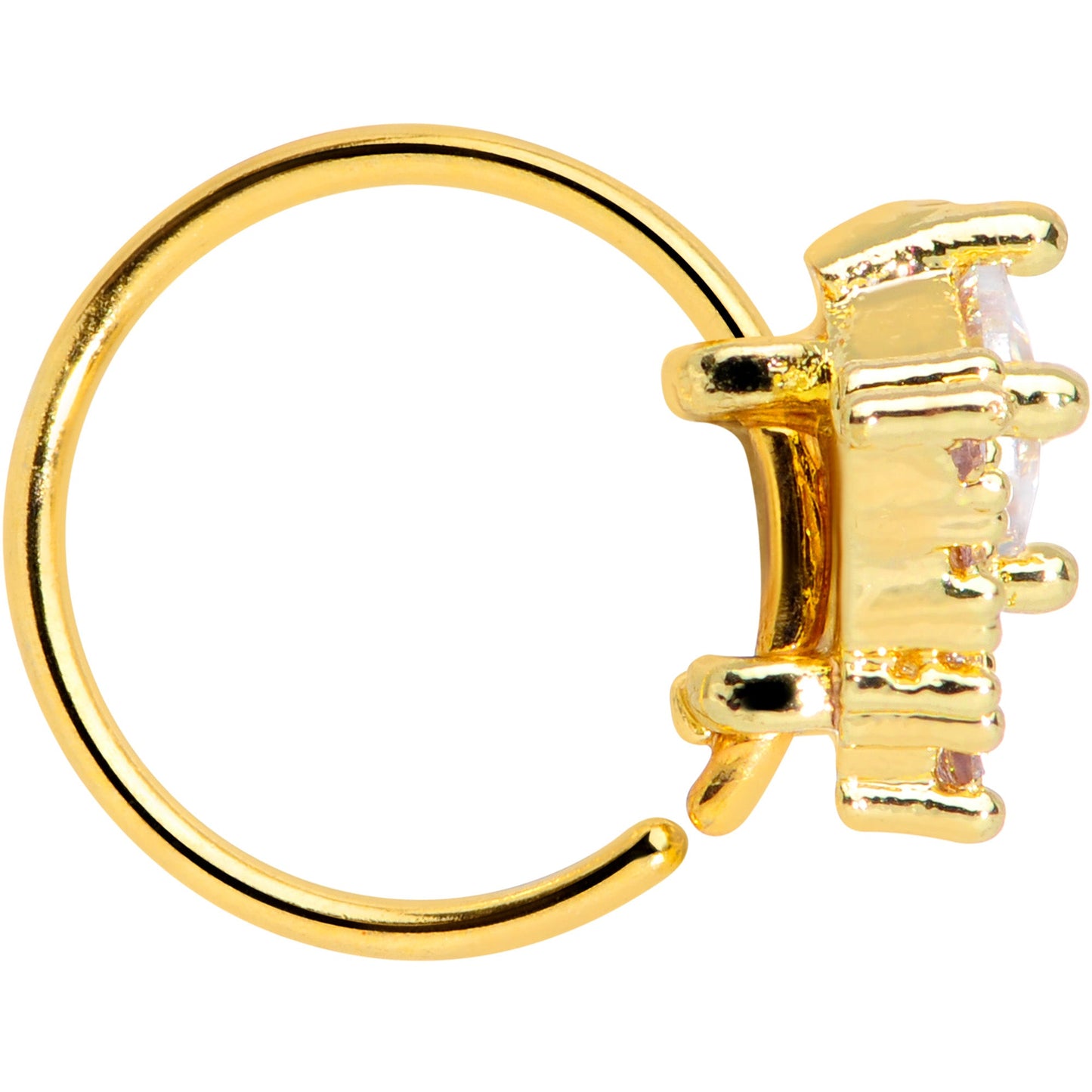 20G 5/16 Clear CZ Gem Gold Tone Chevron Nose Hoop