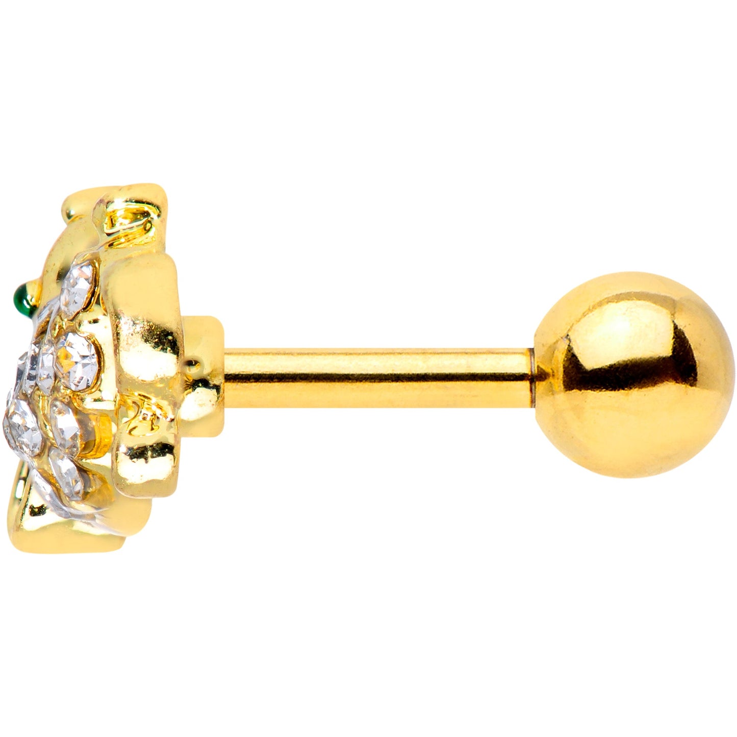 16G 1/4 Clear Gem Gold Tone Mouse Cartilage  Tragus Earring