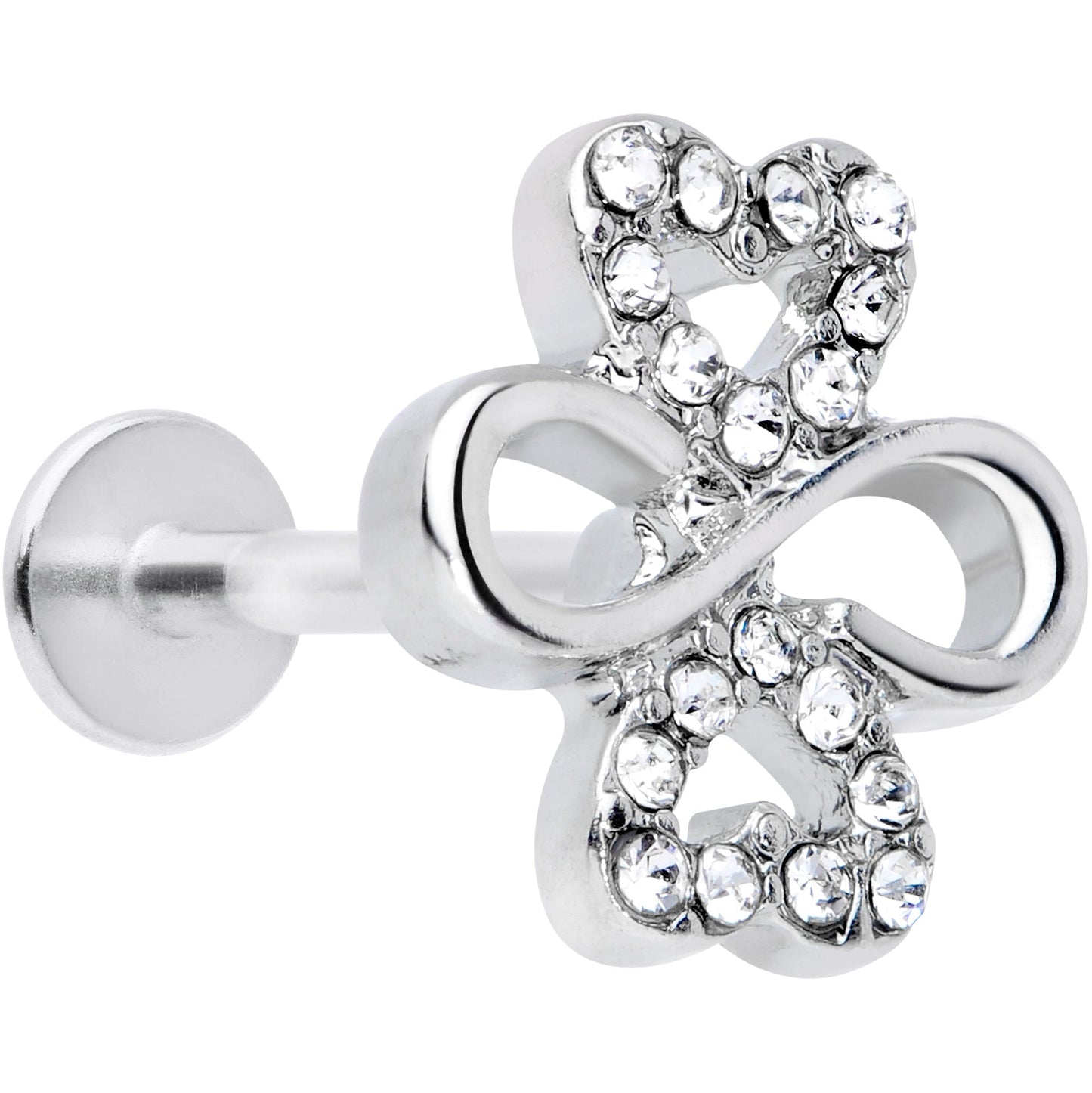 16G 5/16 Clear Gem Shamrock St Patricks Day Labret Monroe Tragus
