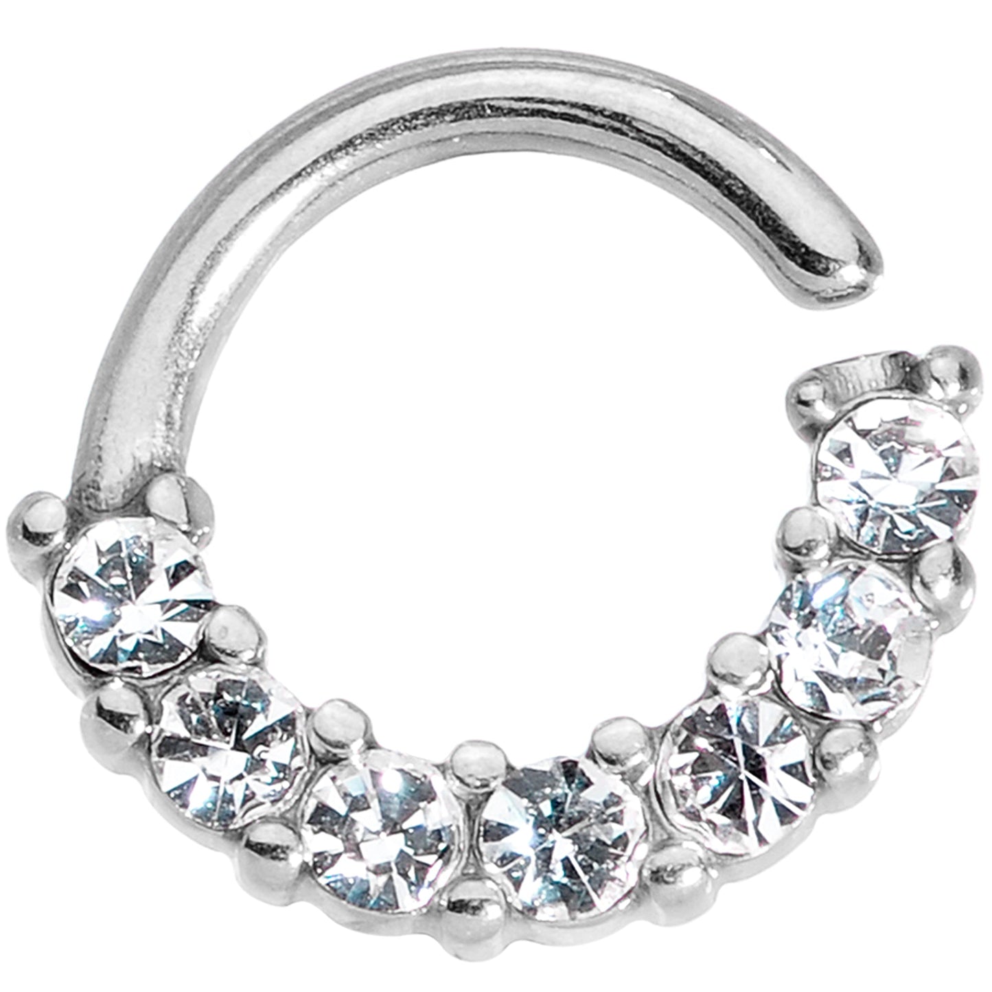 Clear CZ Gem Segment Ring Cartilage Industrial Set of 3