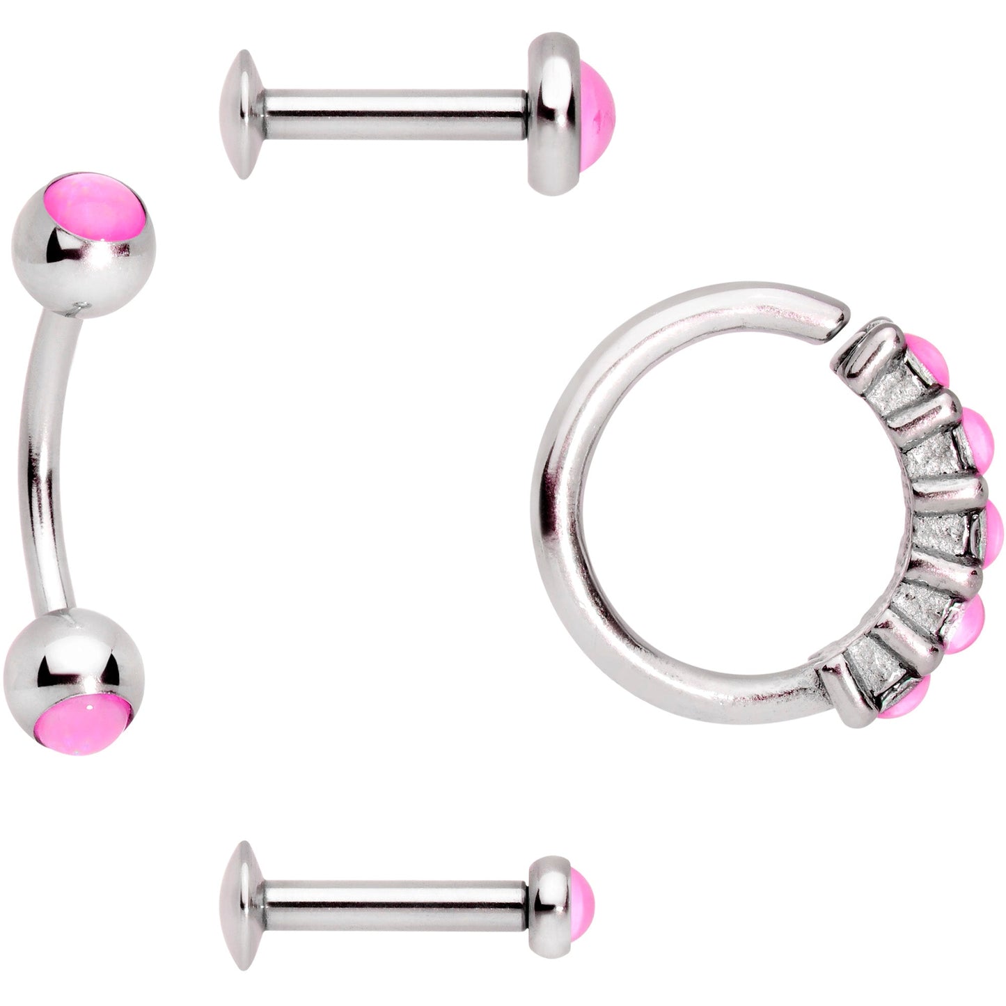 16G Pink Orb Septum Labret Cartilage Tragus Set of 4