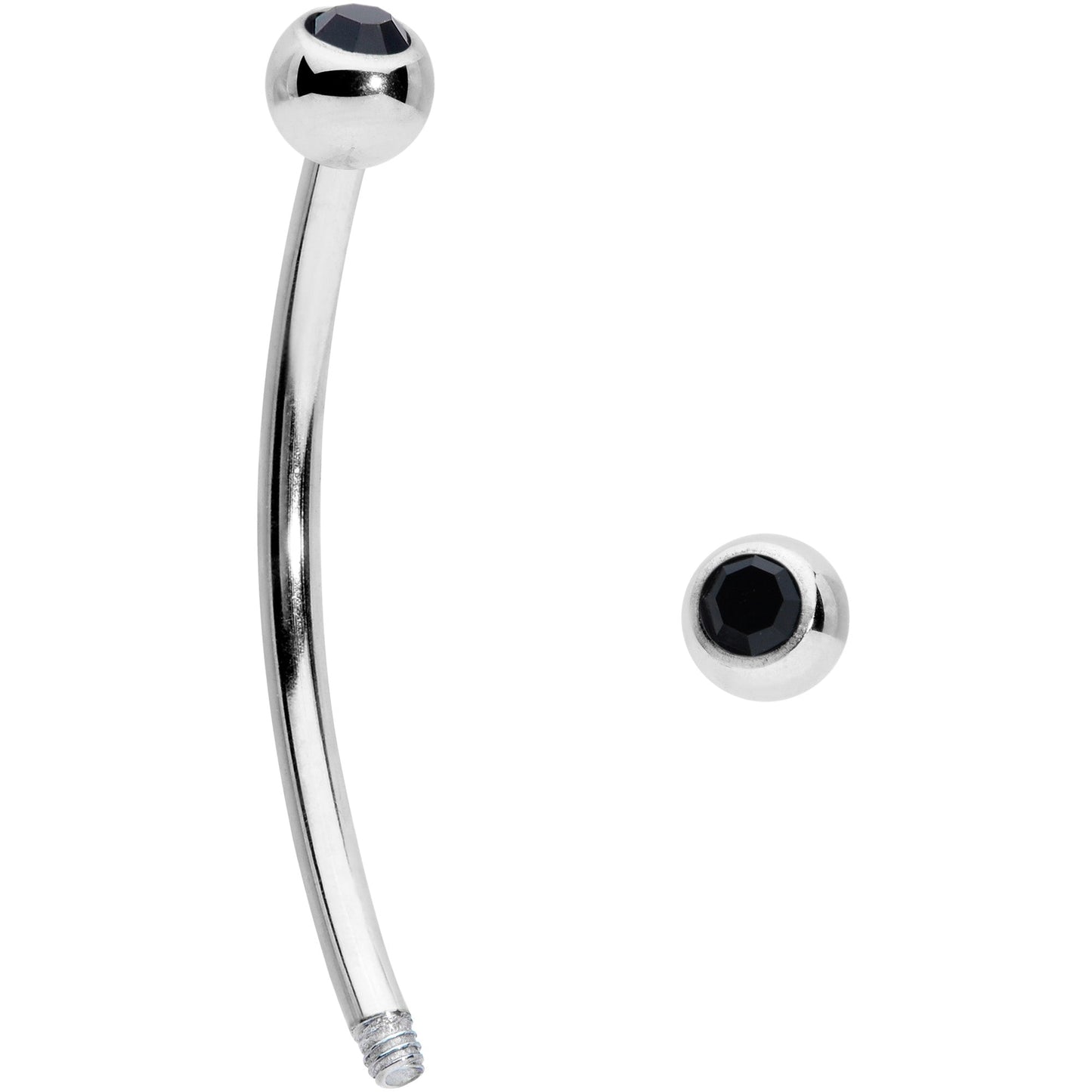 16G 5/8 Black Gem Ball End Curved Barbell