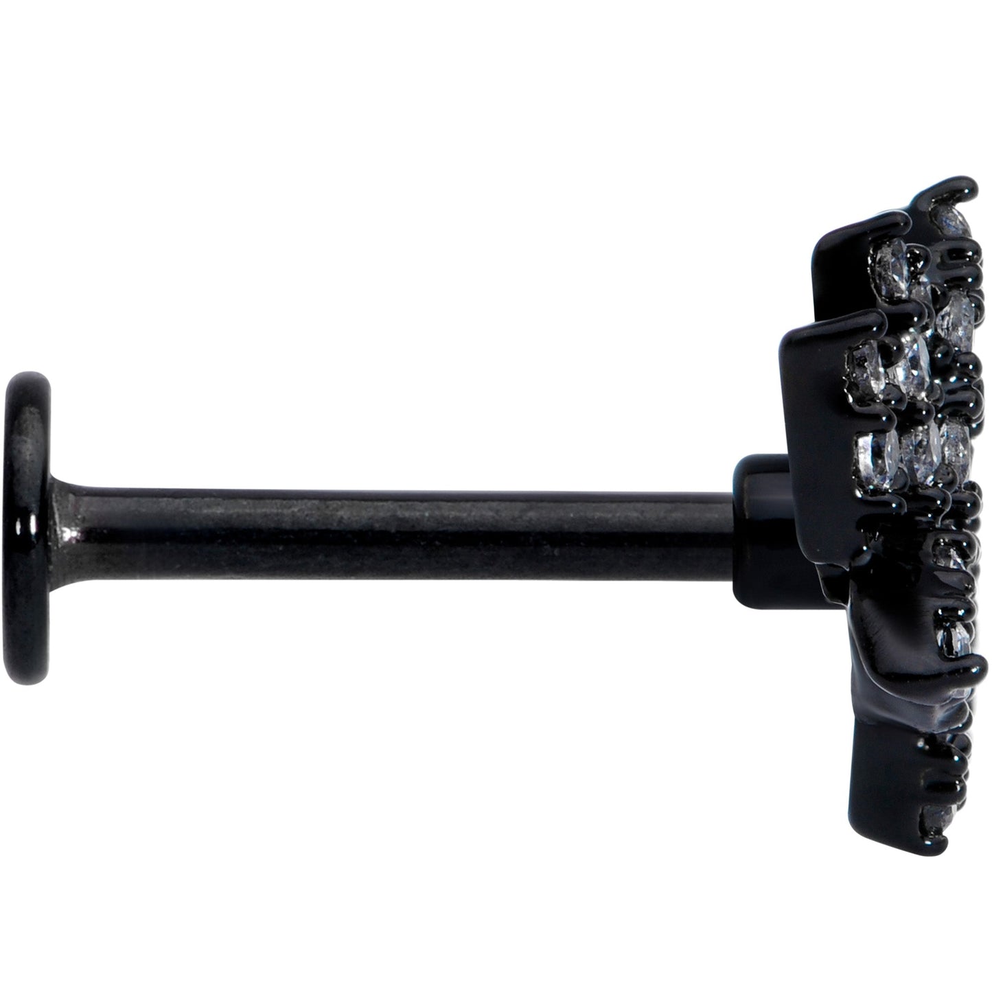 16G 5/16 Clear CZ Gem Black Lotus Flower Labret Monroe Tragus