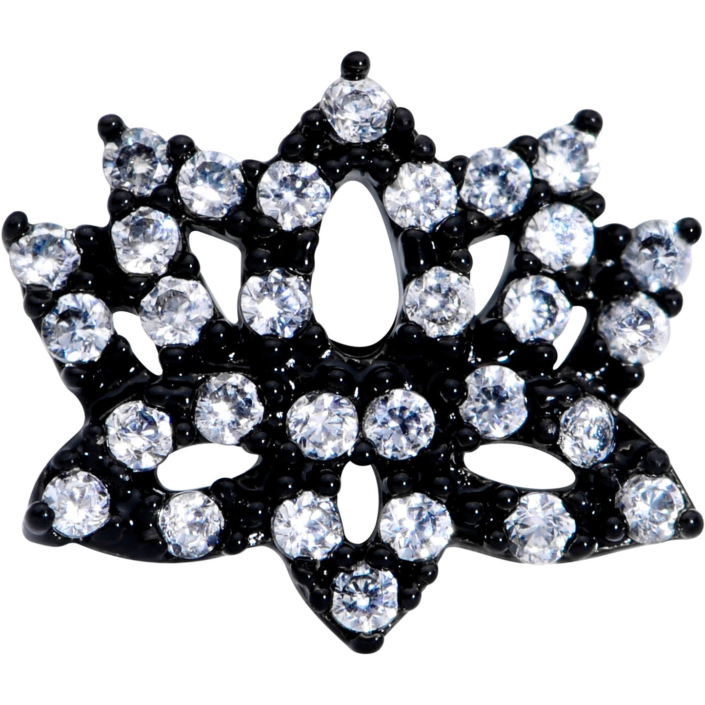 20G 1/4 Clear CZ Gem Black Lotus Flower Nose Bone
