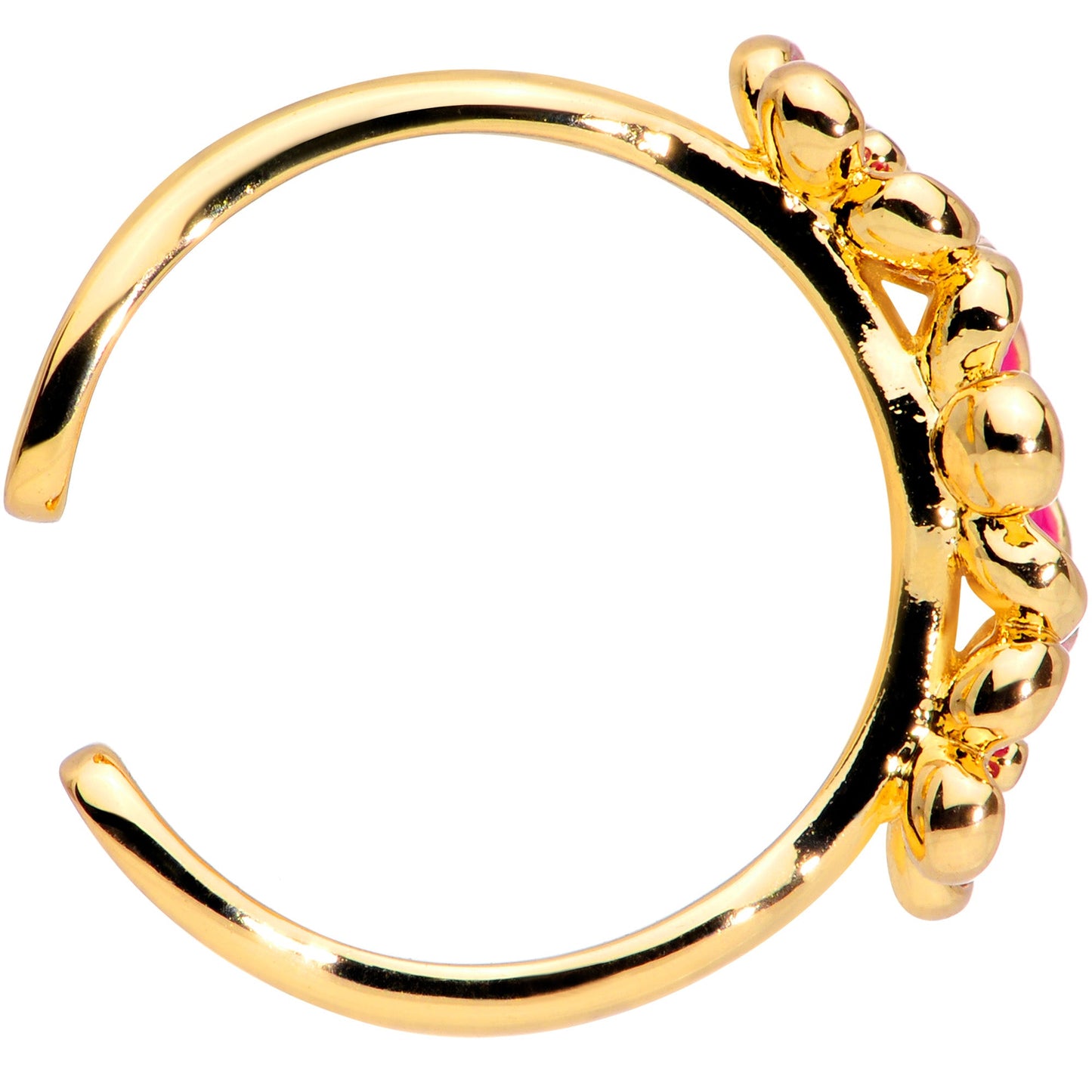 Gold Tone Powerfully Pink Flower Trio Toe Ring