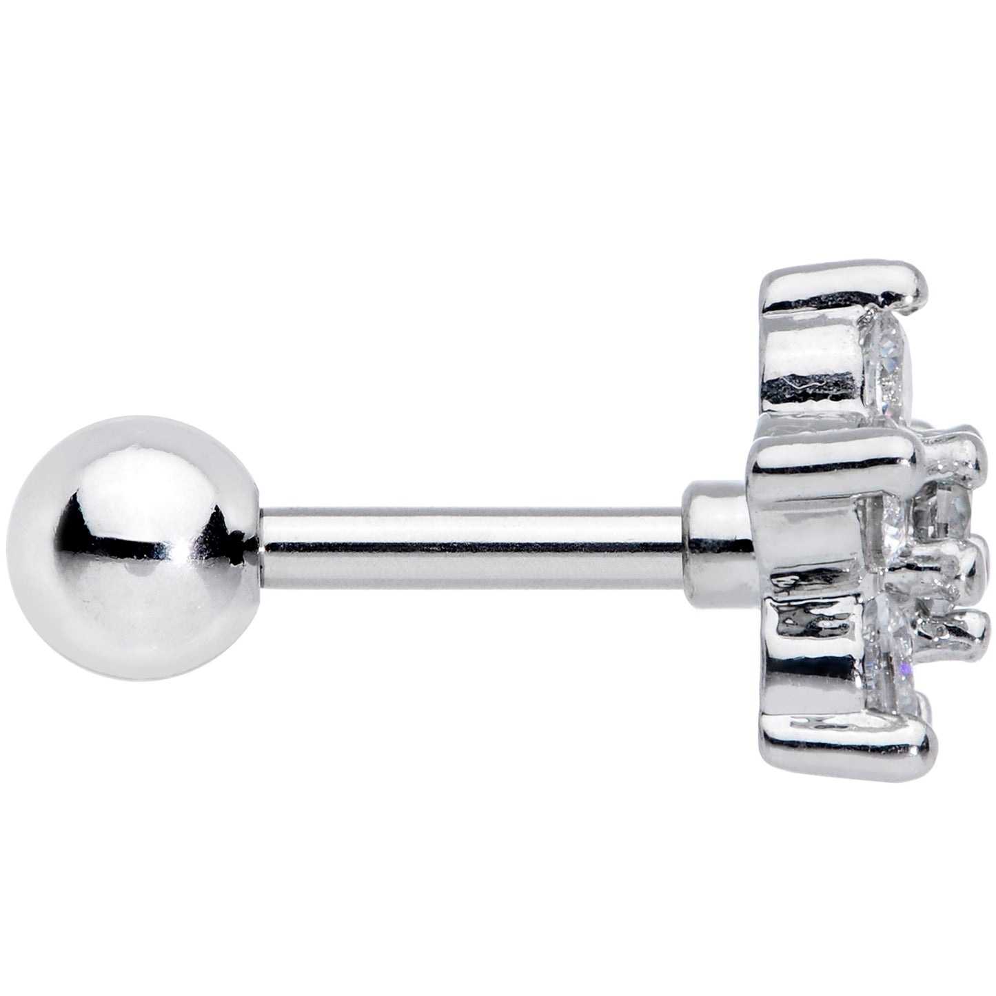 16G 5/16 Clear CZ Gem G23 Titanium Flower Cartilage Earring