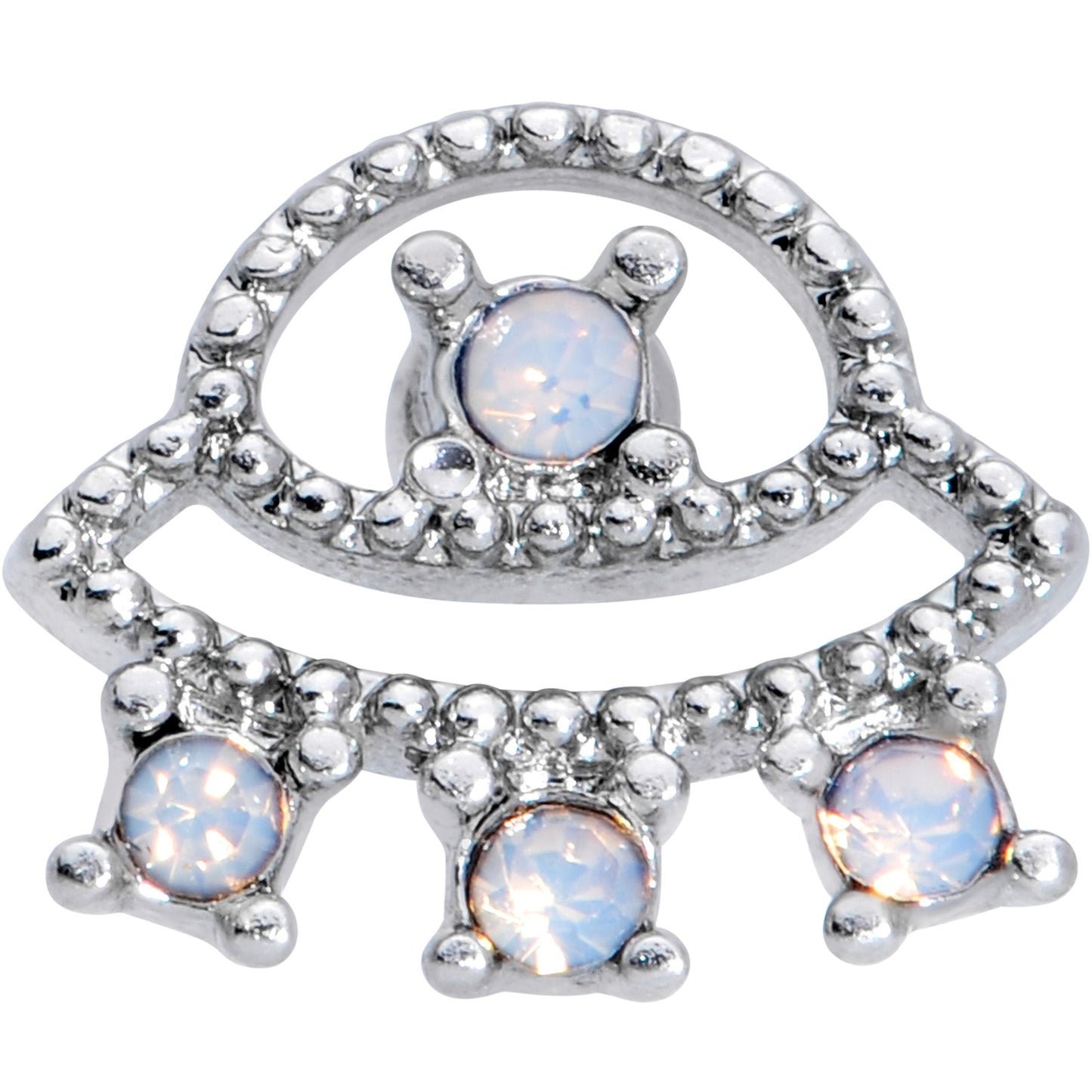 16G 5/16 White Faux Opal UFO Labret Monroe Tragus