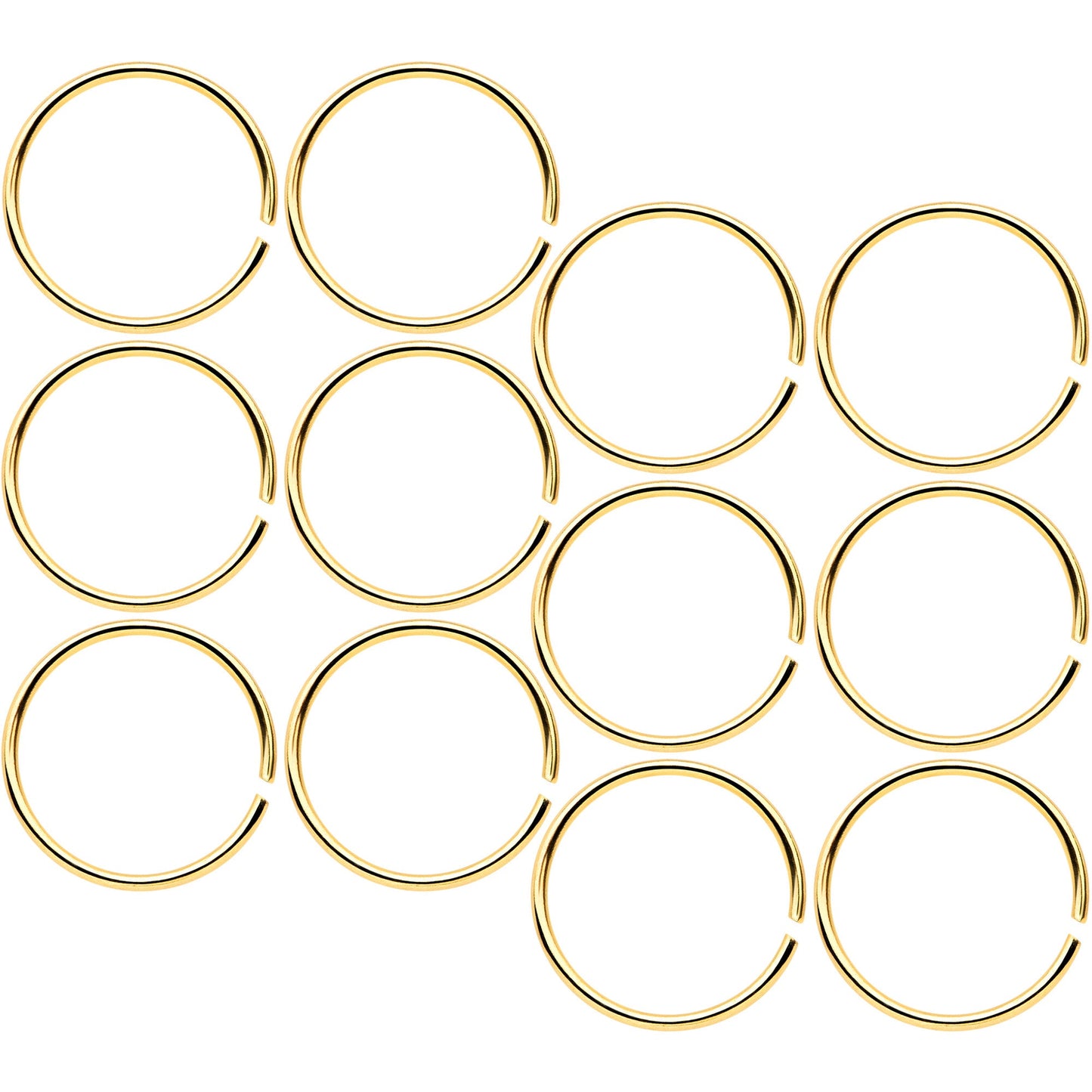 22G 5/16 Gold Tone Anodized Seamless Circular Ring Set of 12