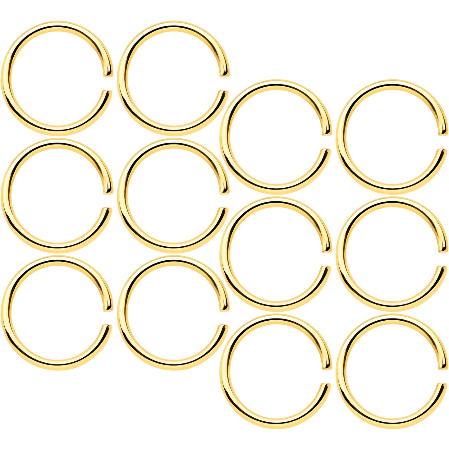 18G 5/16 Gold Tone Anodized Seamless Circular Ring Set of 12