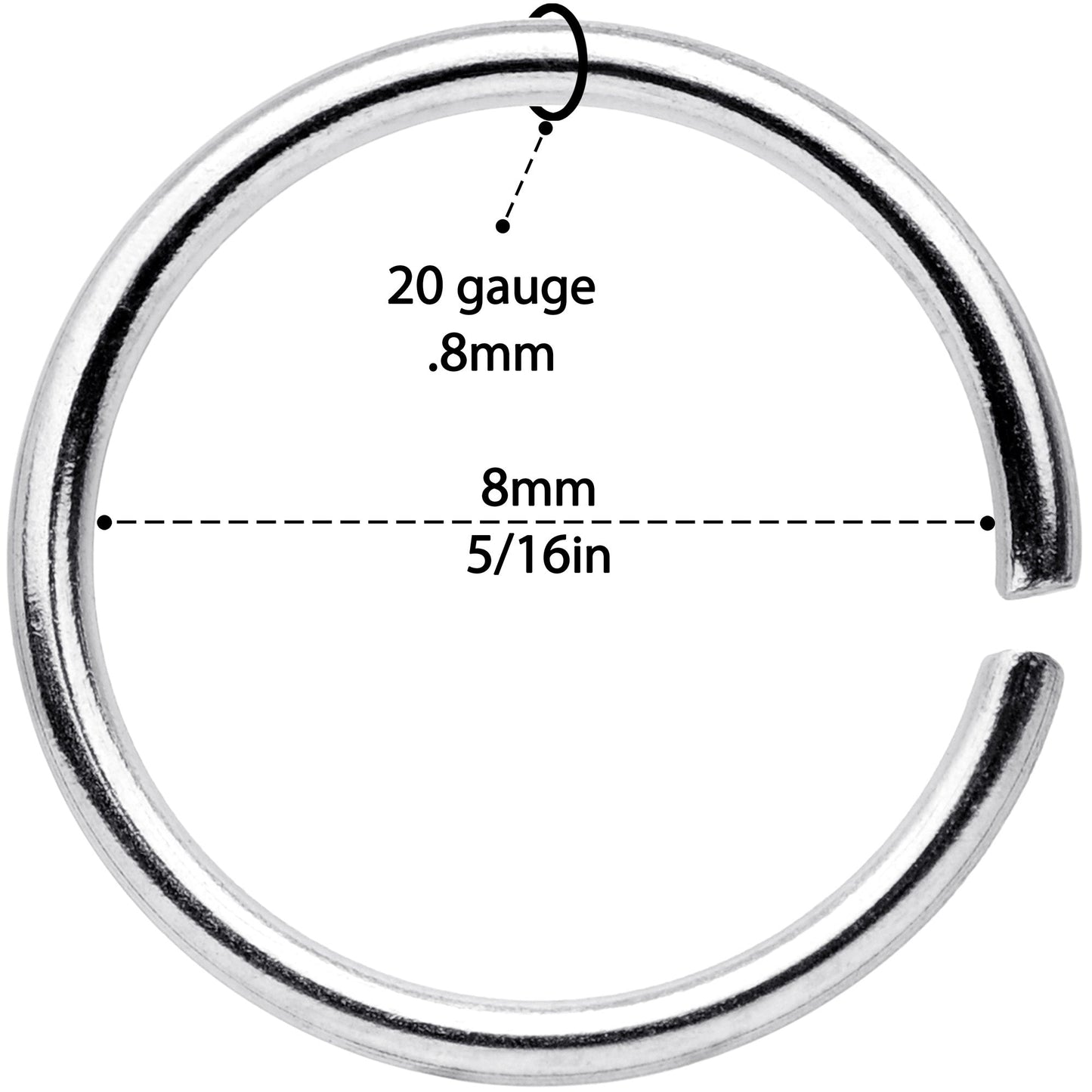 20G 5/16 Steel Black Anodized Seamless Circular Ring Set of 12
