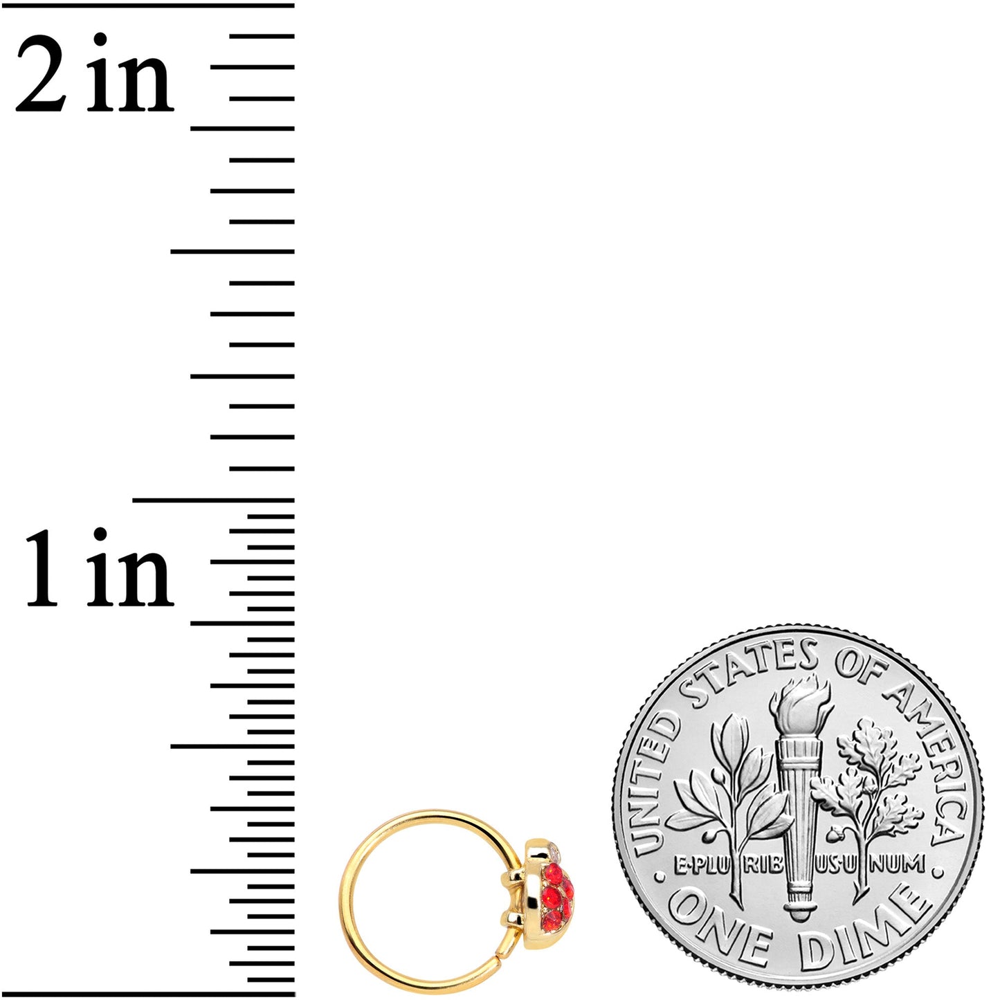 20G 5/16 Red Gem Gold Tone Ladybug Nose Hoop
