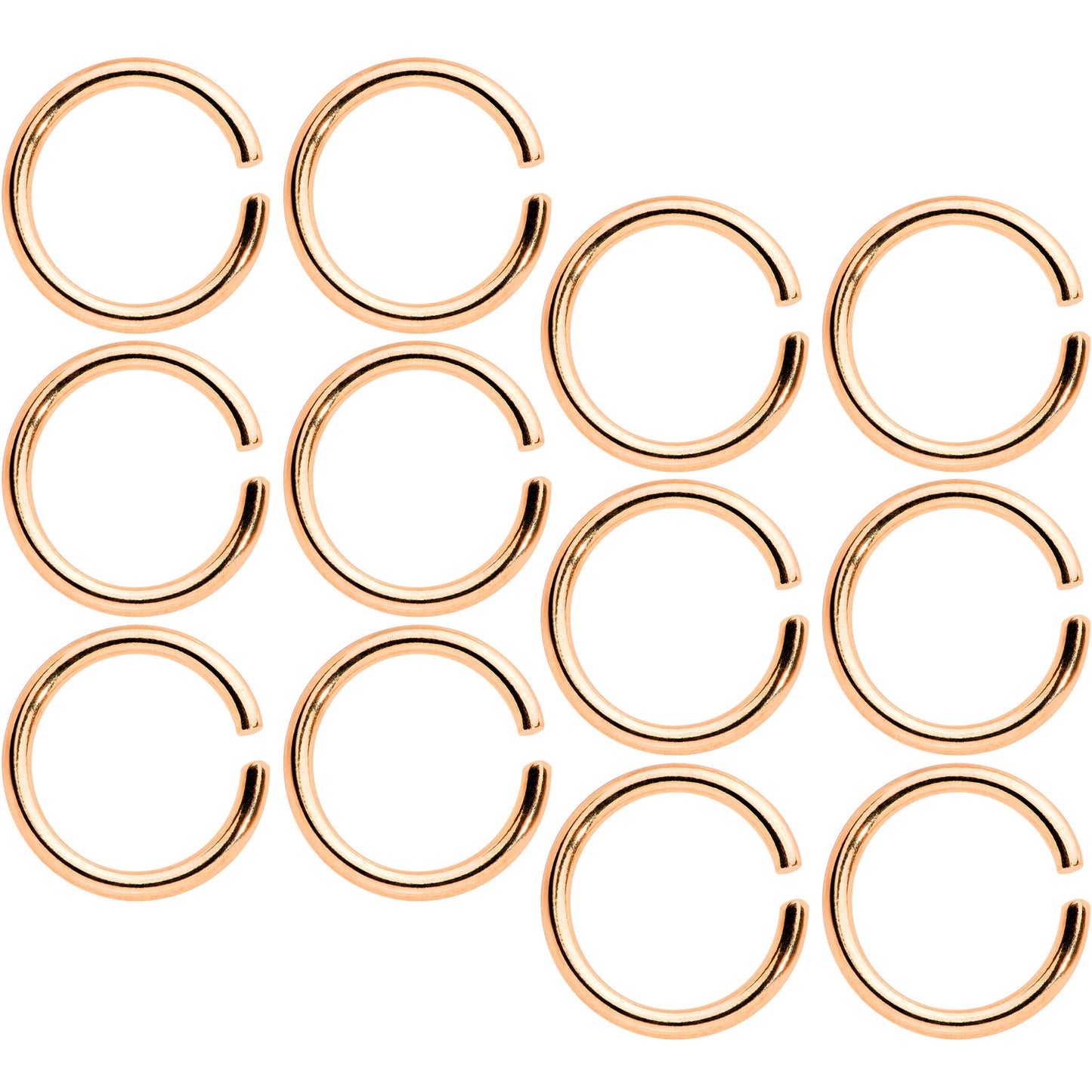 16G 5/16 Rose Gold Tone Seamless Cartilage Ring Set of 12