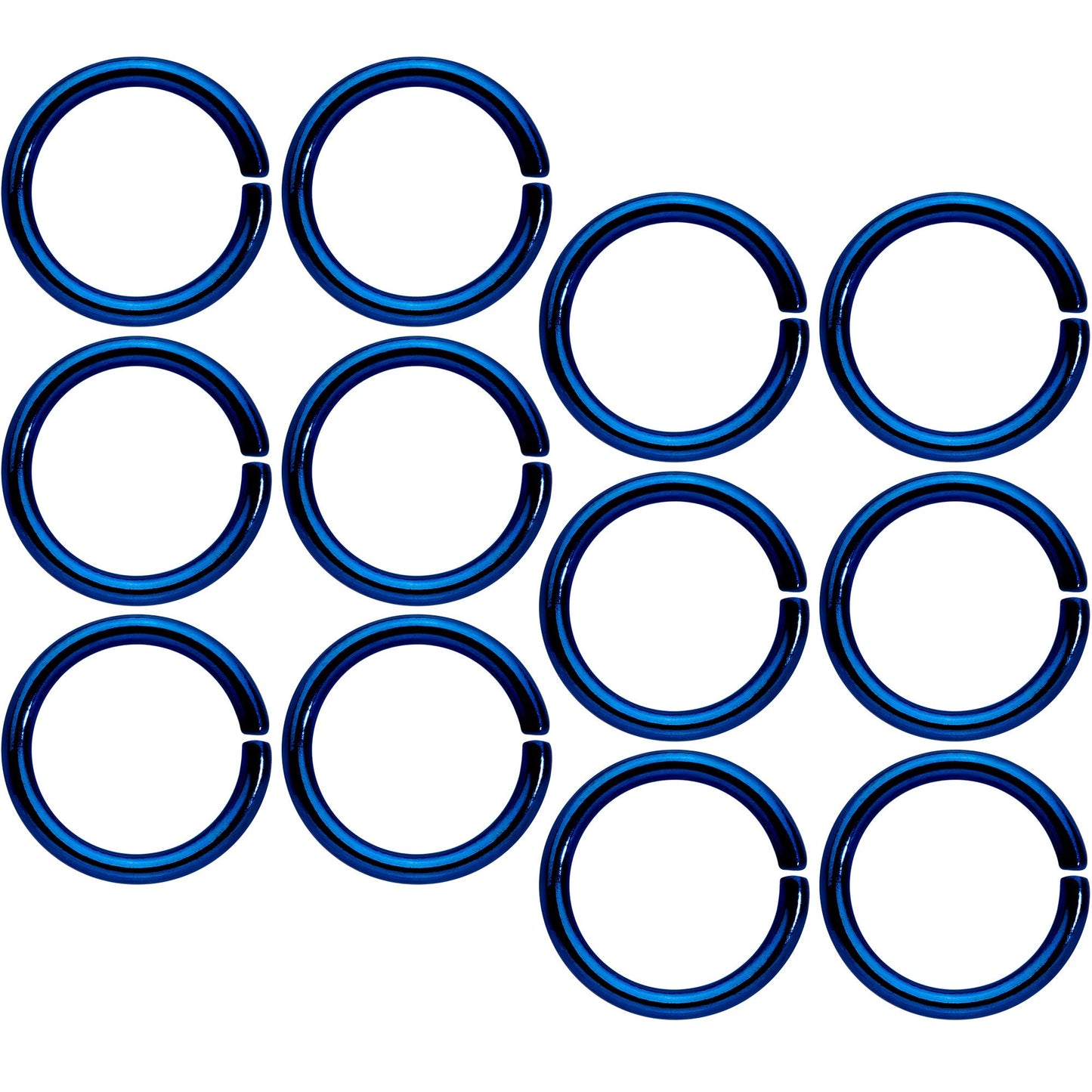 16G 5/16 Blue Anodized Seamless Cartilage Ring Set of 12